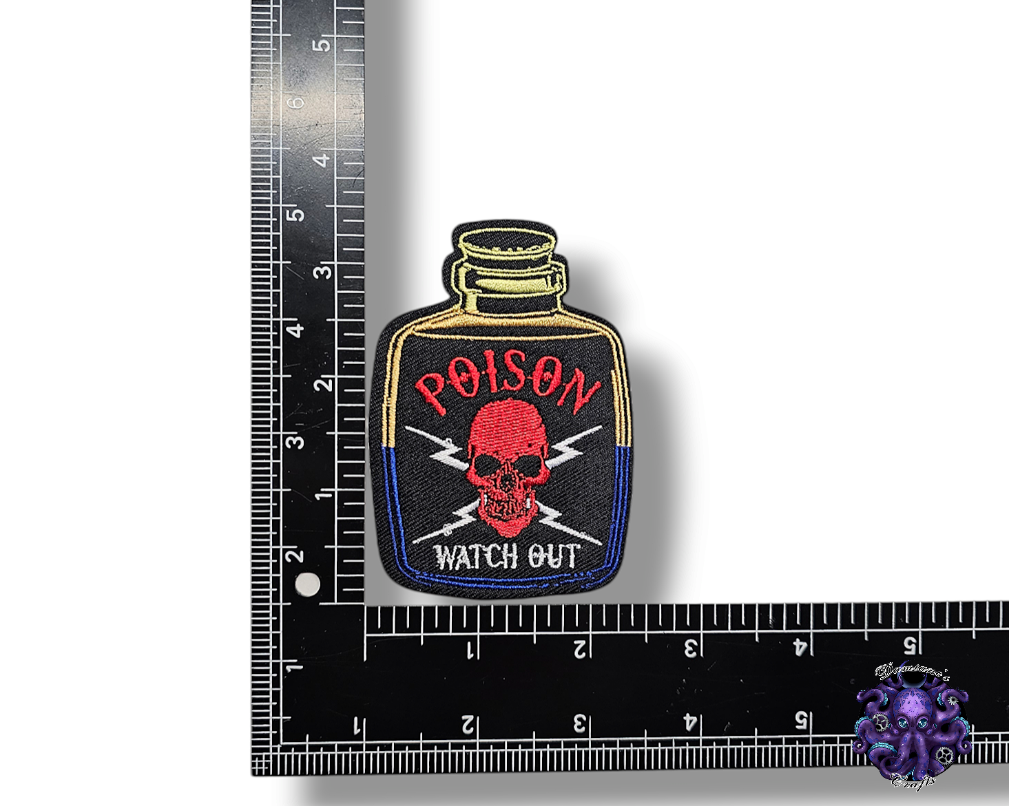 Embroided Patch, Iron on, Glue, Craft supply, Embroidery, Fabric, Potion, Poison, Death, Skull, Frog