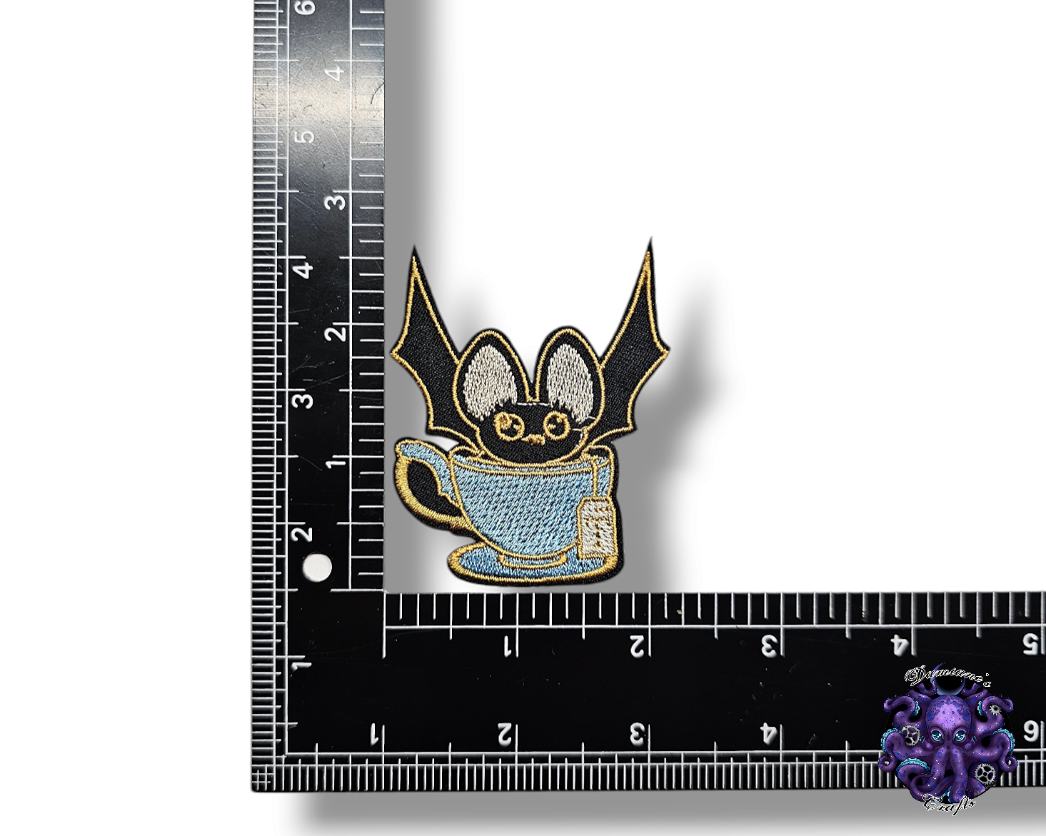 Embroided Patch, Iron on, Glue, Craft supply, Embroidery, Fabric, Gothic, Halloween, Bat, bats, vampire, tea, spooky, rose