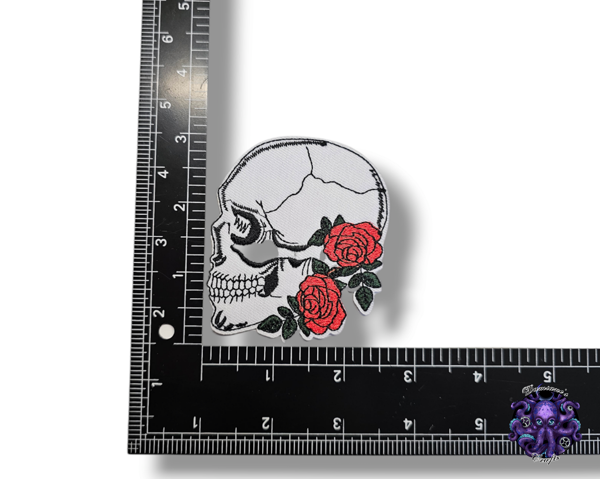 Embroided Patch, Iron on, Glue, Craft supply, Embroidery, Fabric, Gothic, Halloween, spooky, Skull, heart, rose, diy, tentacle, ying yang, card