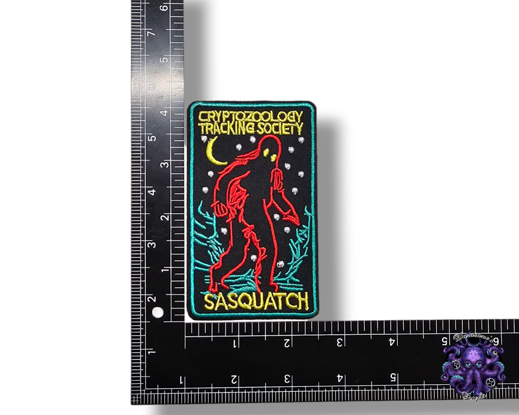 Embroided Patch, Iron on, Glue, Craft supply, Embroidery, Mothman, Loch ness, Chupacabra, Sasquatch, jackalope, flatwood, Jersey devil,monster, cryptid, legends