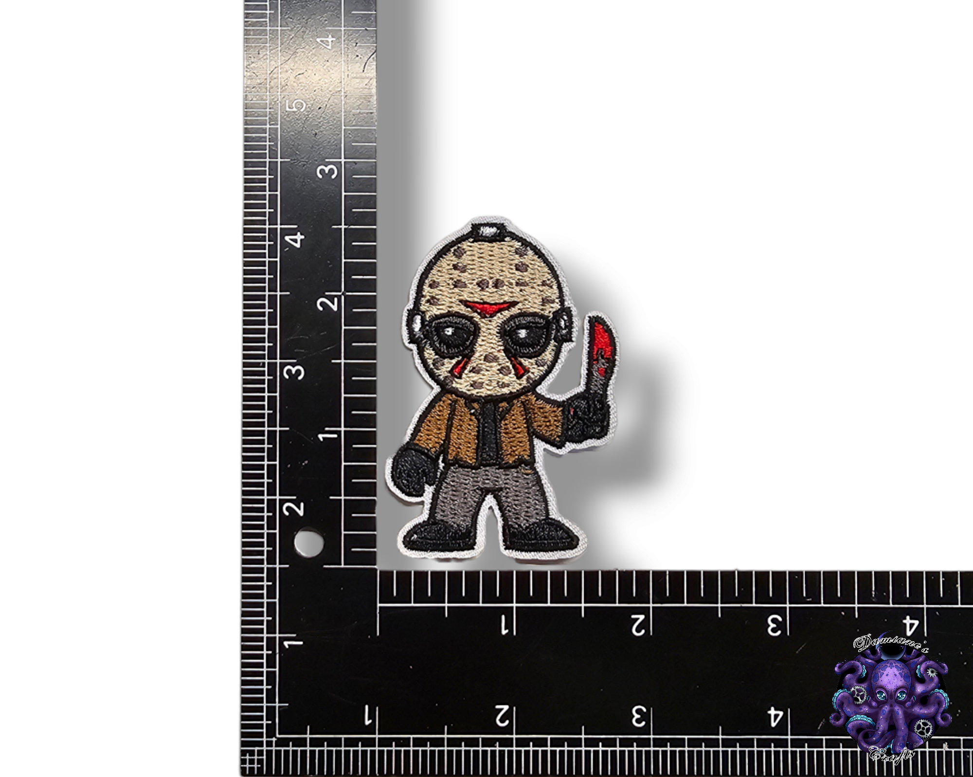 Embroided Patch, Iron on, Glue, Craft supply, Embroidery, Fabric, Movie, Old movies, classic, horror, 80s, knife, chibi