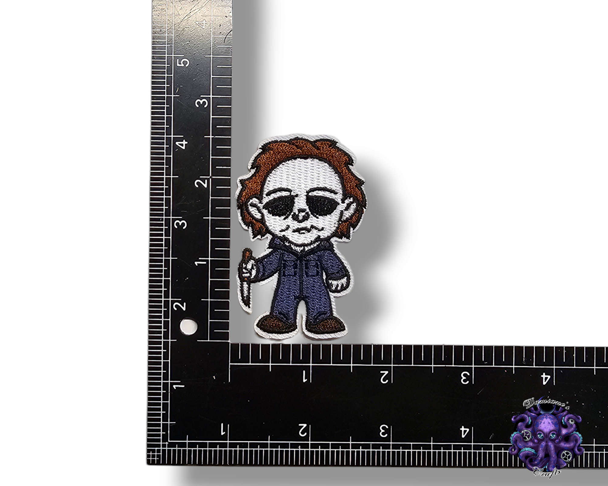 Embroided Patch, Iron on, Glue, Craft supply, Embroidery, Fabric, Movie, Old movies, classic, horror, 80s, knife, chibi