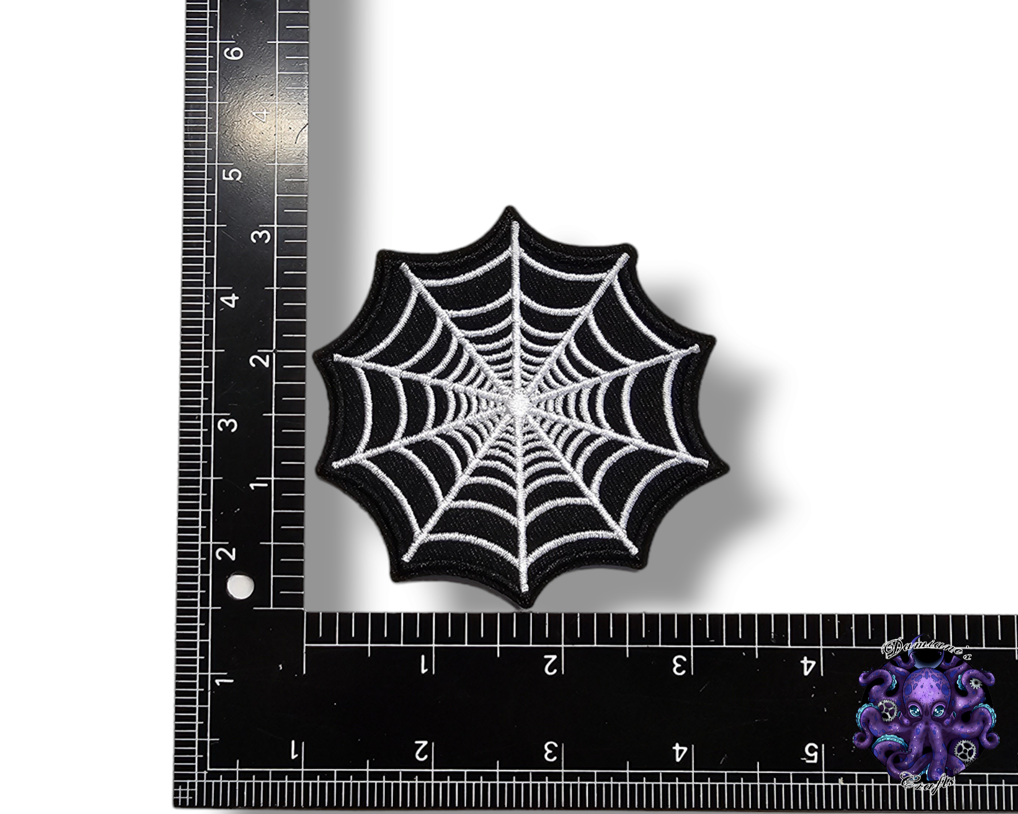 Embroided Patch, Iron on, Glue, Craft supply, Embroidery, Fabric, Gothic, Halloween, spooky, Spider, Spiderweb, heart