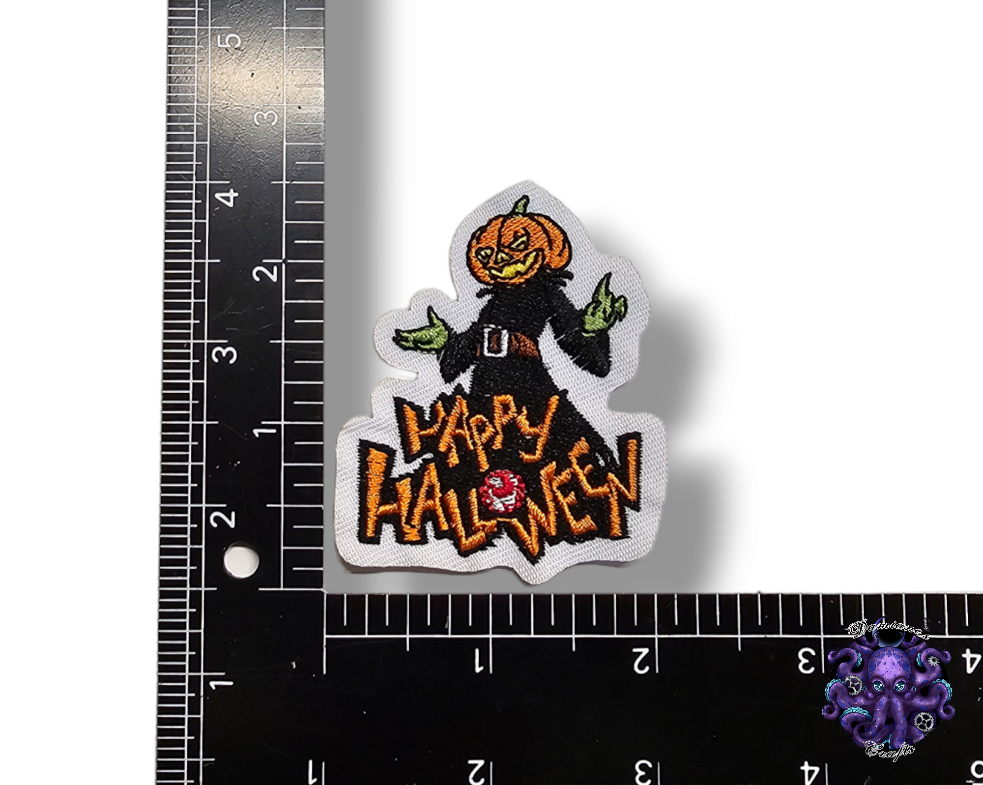 Embroided Patch, Iron on, Glue, Craft supply, Embroidery, Fabric, Gothic, Halloween, Pumpkin