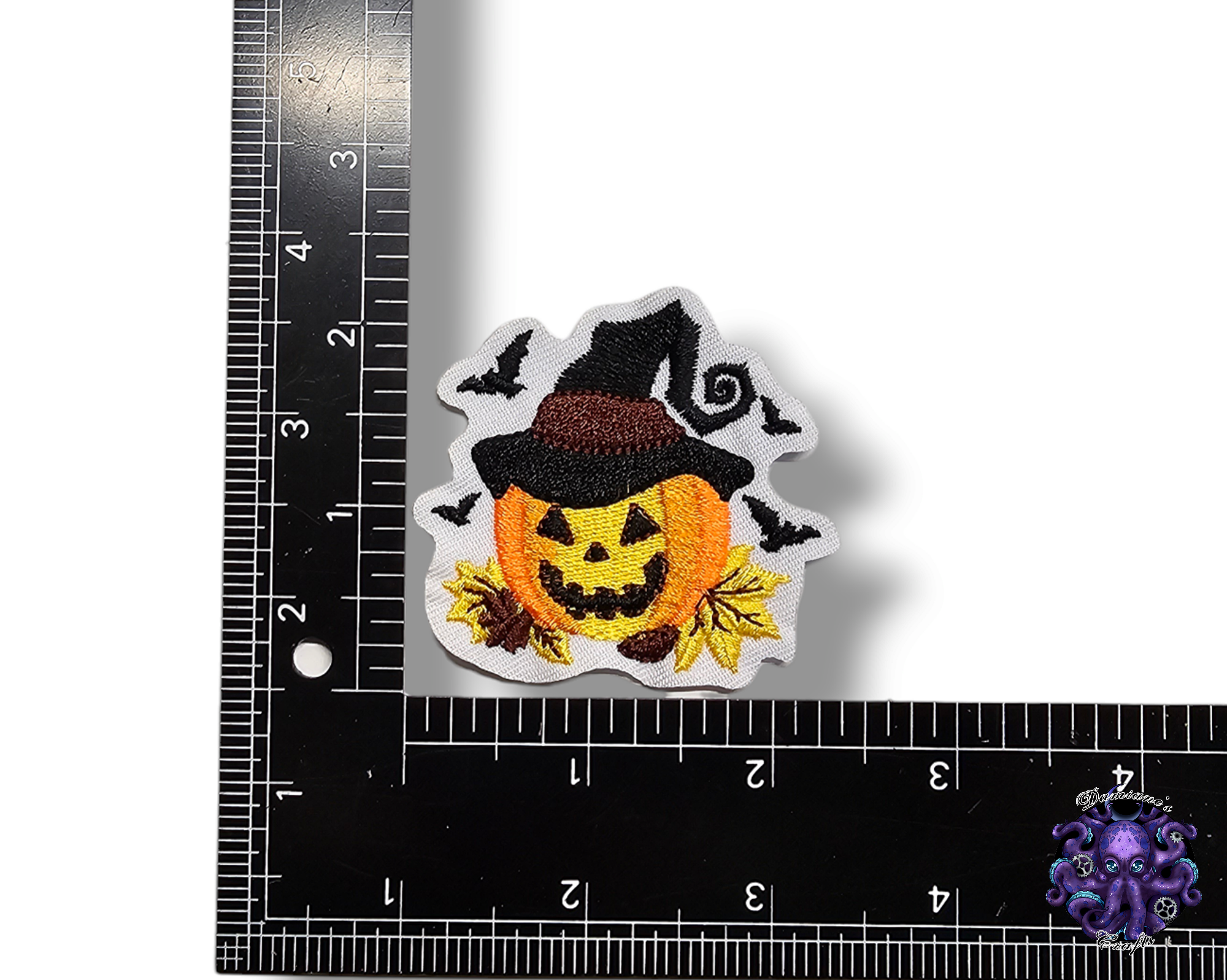Embroided Patch, Iron on, Glue, Craft supply, Embroidery, Fabric, Gothic, Halloween, Pumpkin