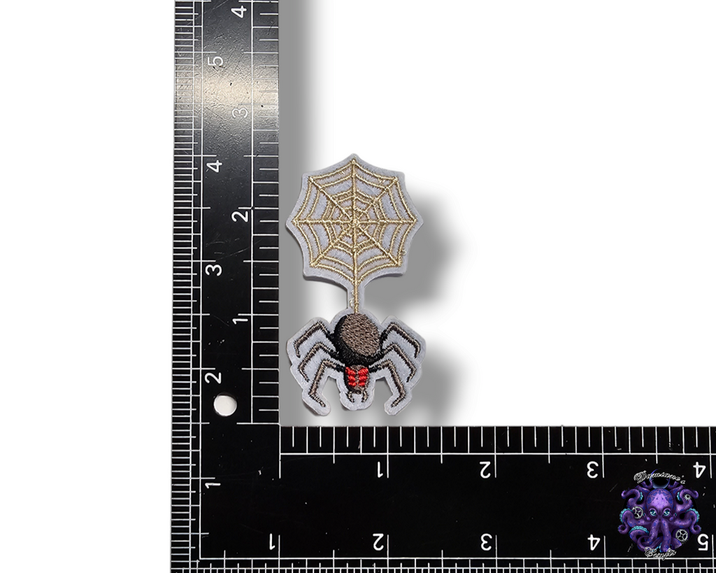 Embroided Patch, Iron on, Glue, Craft supply, Embroidery, Fabric, Gothic, Halloween, spooky, Spider, Spiderweb, heart