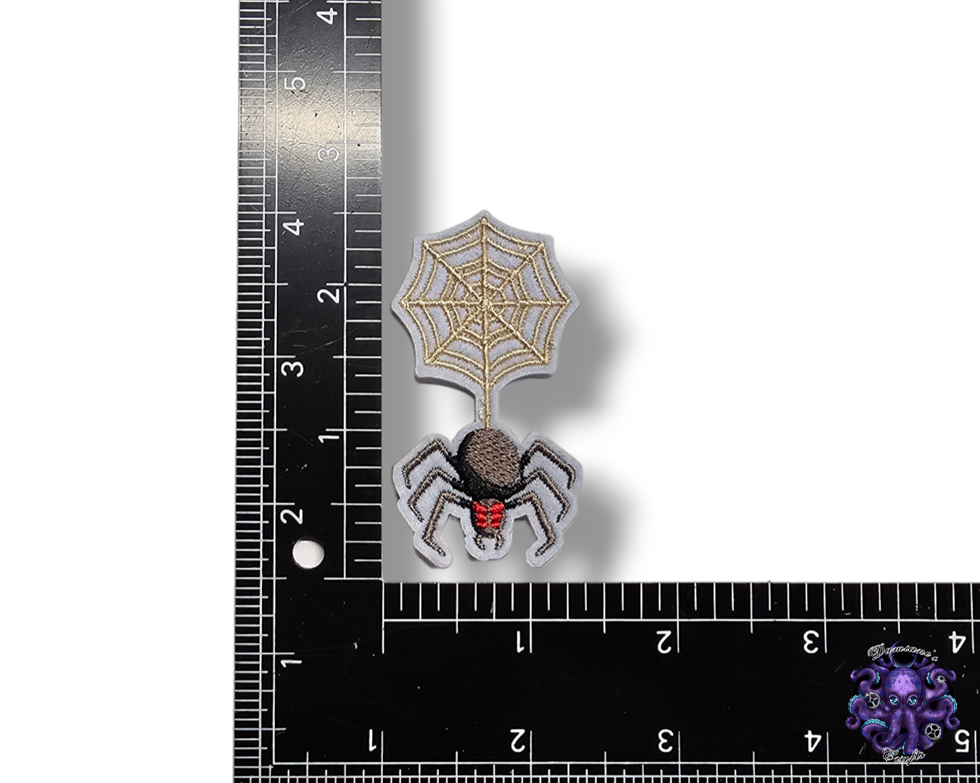Embroided Patch, Iron on, Glue, Craft supply, Embroidery, Fabric, Gothic, Halloween, spooky, Spider, Spiderweb, heart
