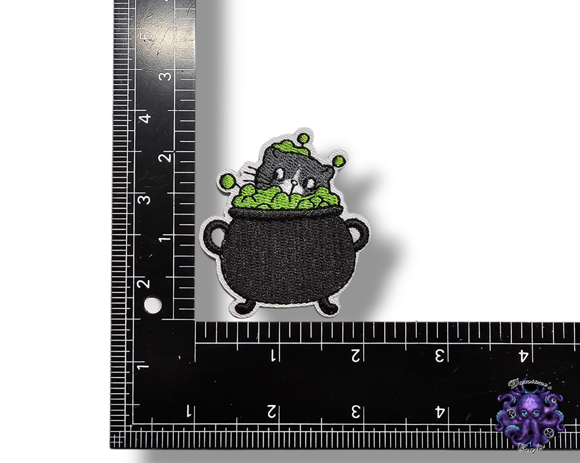 Embroided Patch, Iron on, Glue, Craft supply, Embroidery, Fabric, Gothic, Halloween, spooky, Witch, Cauldron, Cat, hat