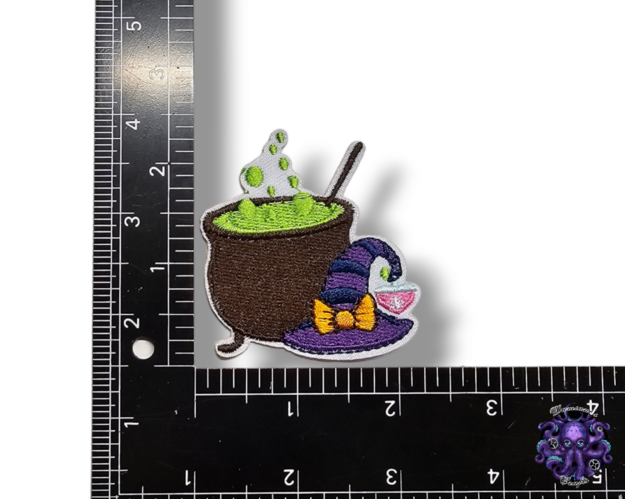 Embroided Patch, Iron on, Glue, Craft supply, Embroidery, Fabric, Gothic, Halloween, spooky, Witch, Cauldron, Cat, hat