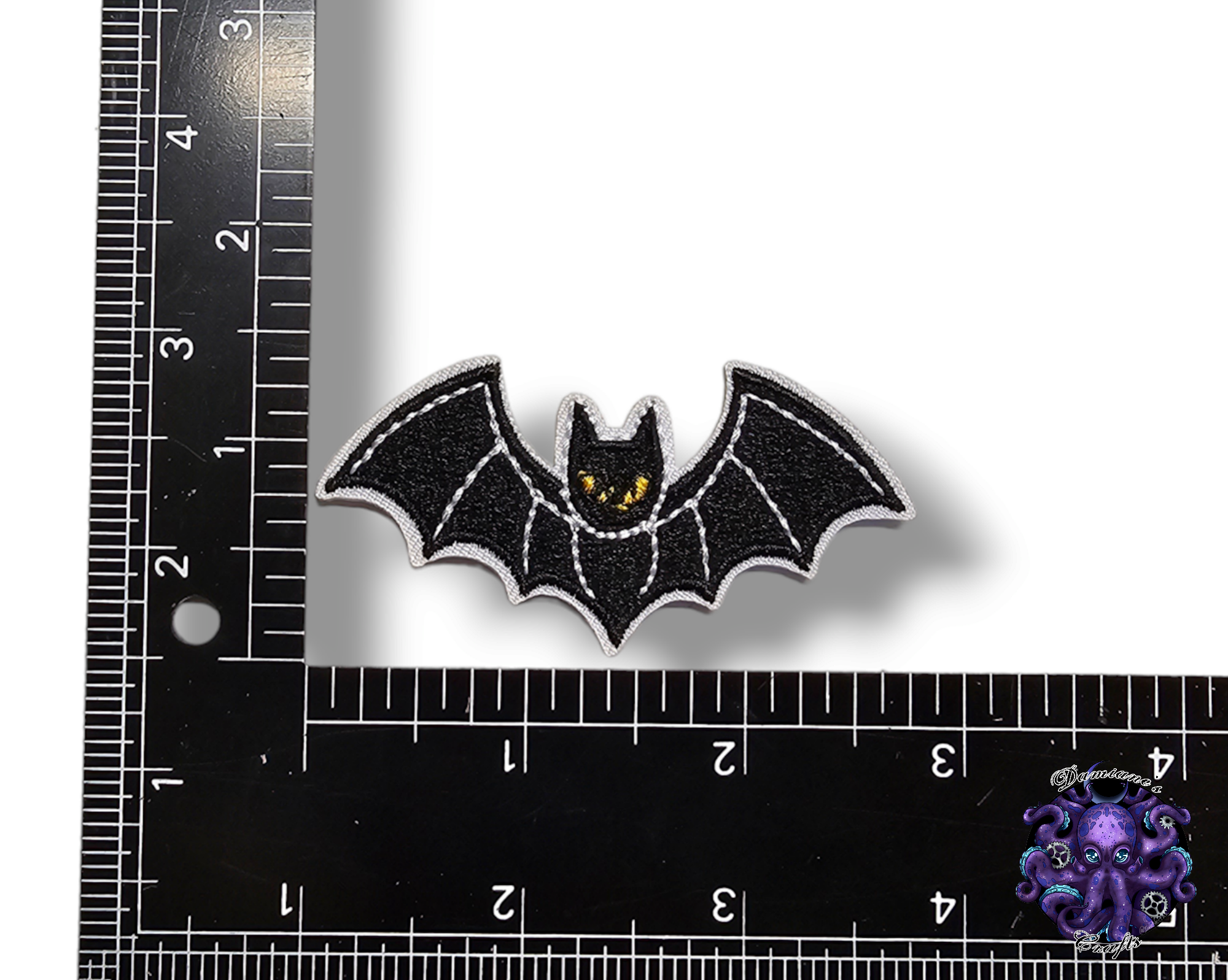 Embroided Patch, Iron on, Glue, Craft supply, Embroidery, Fabric, Gothic, Halloween, Bat, bats, vampire, tea, spooky, rose