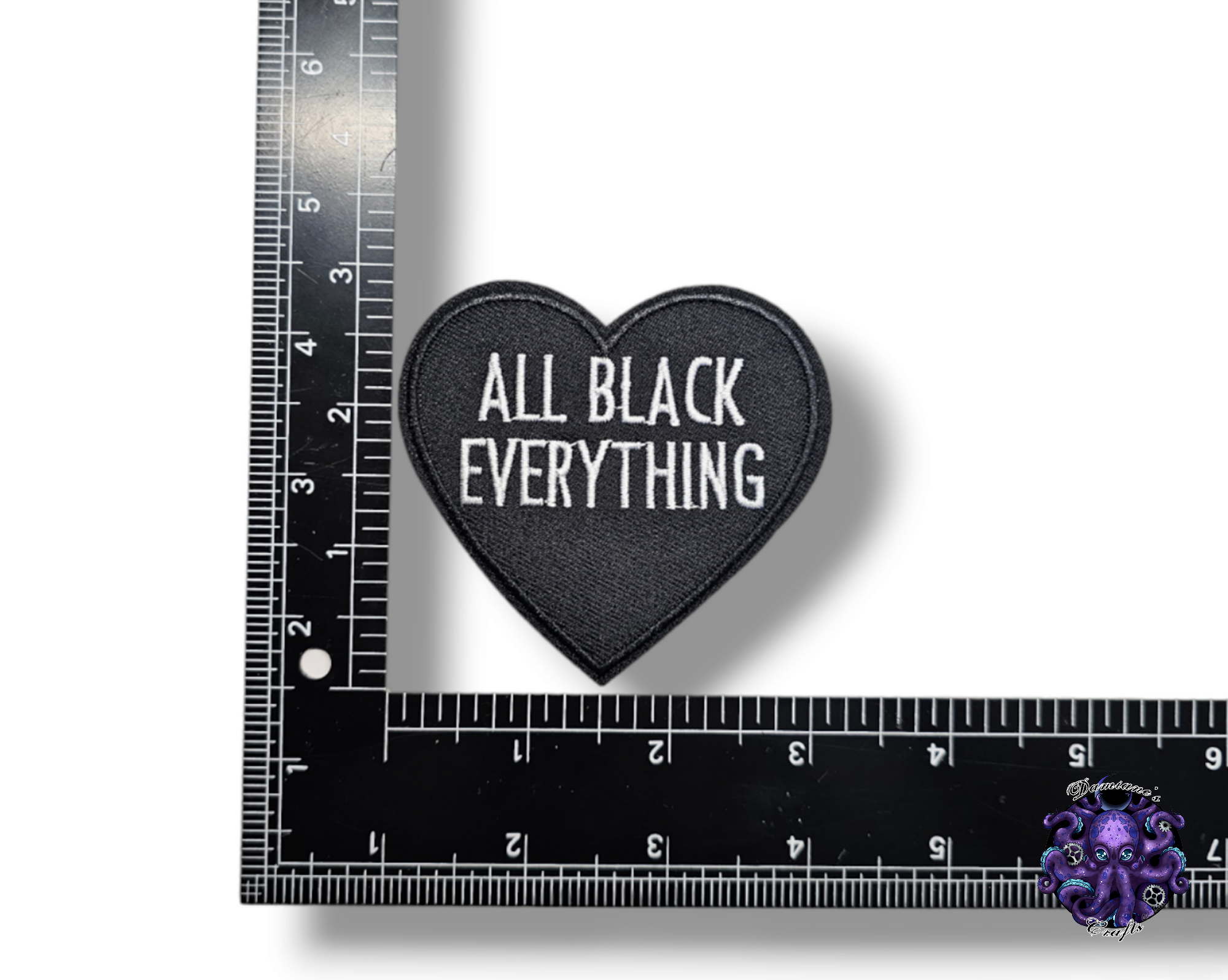 Embroided Patch, Iron on, Glue, Craft supply, Embroidery, Fabric, Heart, Black, Live laugh love, dead, checker, broken