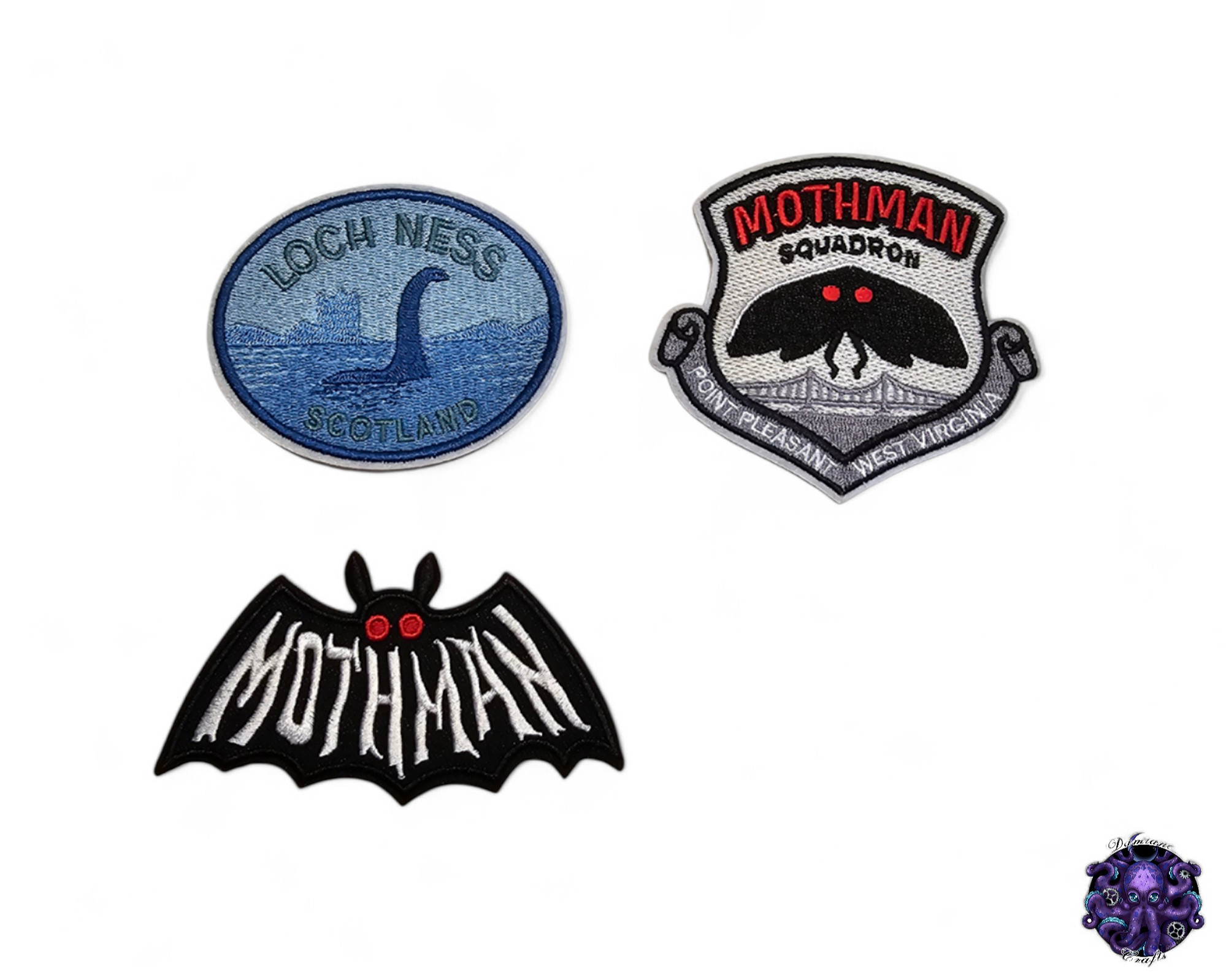 Embroided Patch, Iron on, Glue, Craft supply, Embroidery, Mothman, Loch ness, monster, cryptid, legends