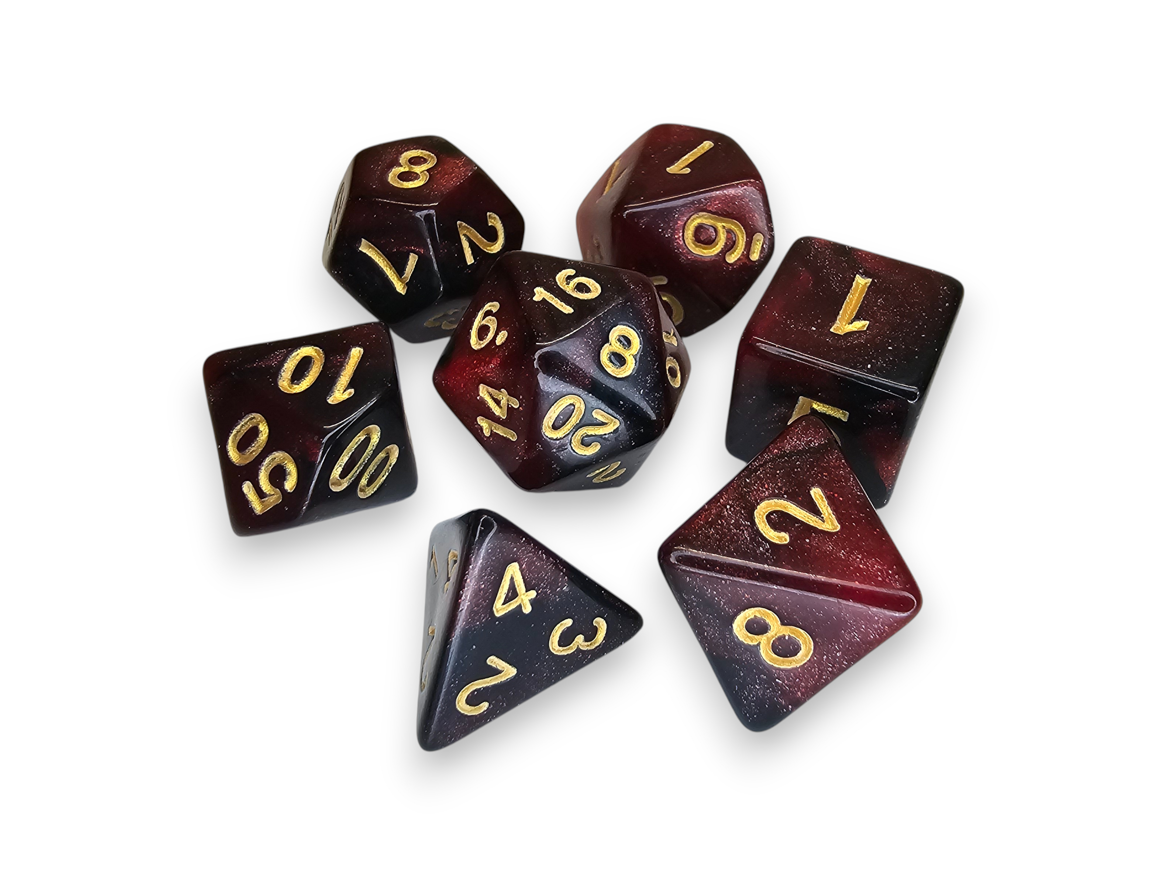 Acrylic Dice, Polyhedral, sets, Engraved, Perlized, sparkle, Dual color, Dnd, Dungeon, Dragon, board game, gaming