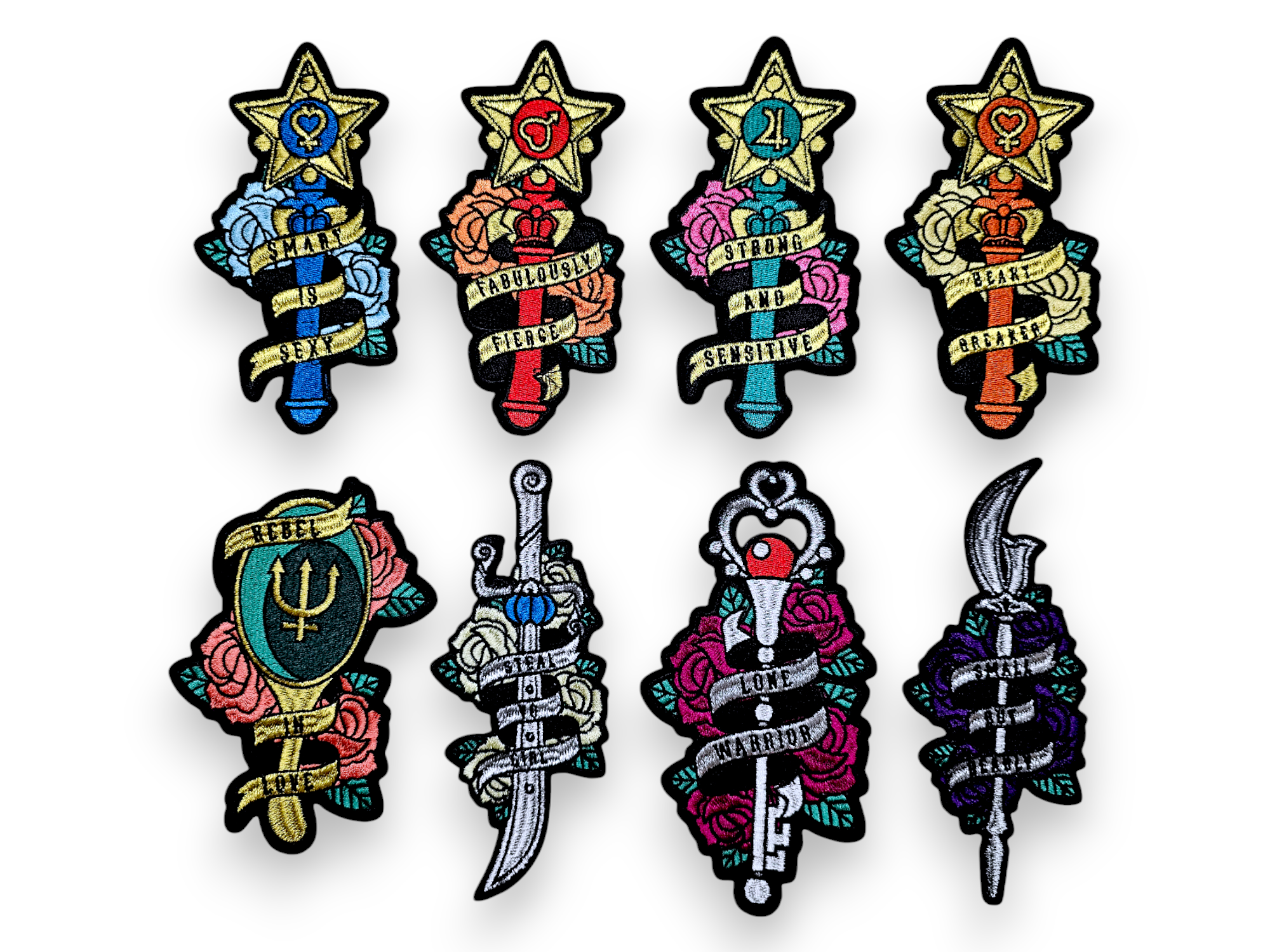 Embroided Patch, Iron on, Glue, Craft supply, Embroidery, Fabric, Cute, Kawai, Girl, Anime, Manga, Heart, gold, Medium