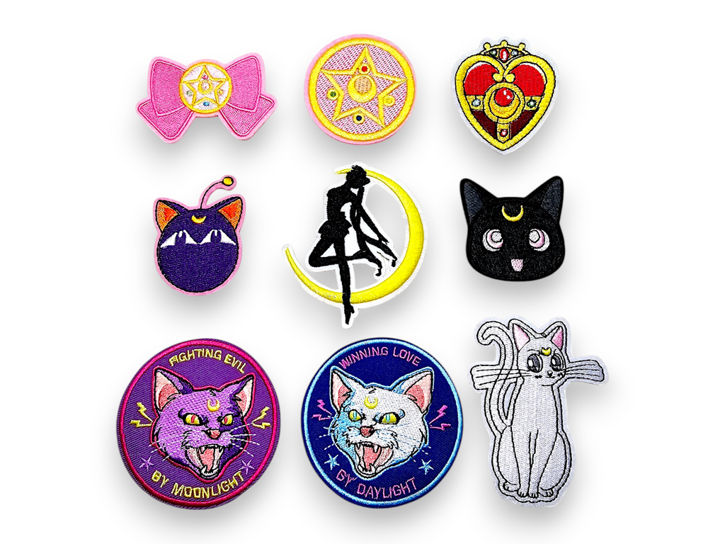 Embroided Patch, Iron on, Glue, Craft supply, Embroidery, Fabric, Cute, Kawai, Girl, Anime, Manga, bow, star, heart, cat