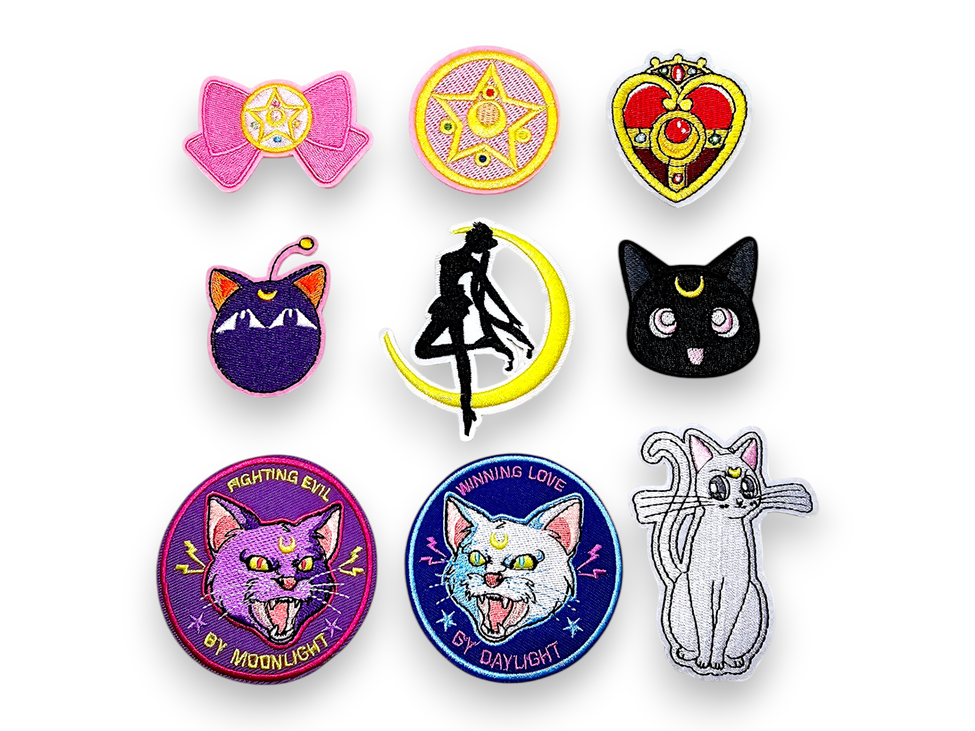 Embroided Patch, Iron on, Glue, Craft supply, Embroidery, Fabric, Cute, Kawai, Girl, Anime, Manga, bow, star, heart, cat