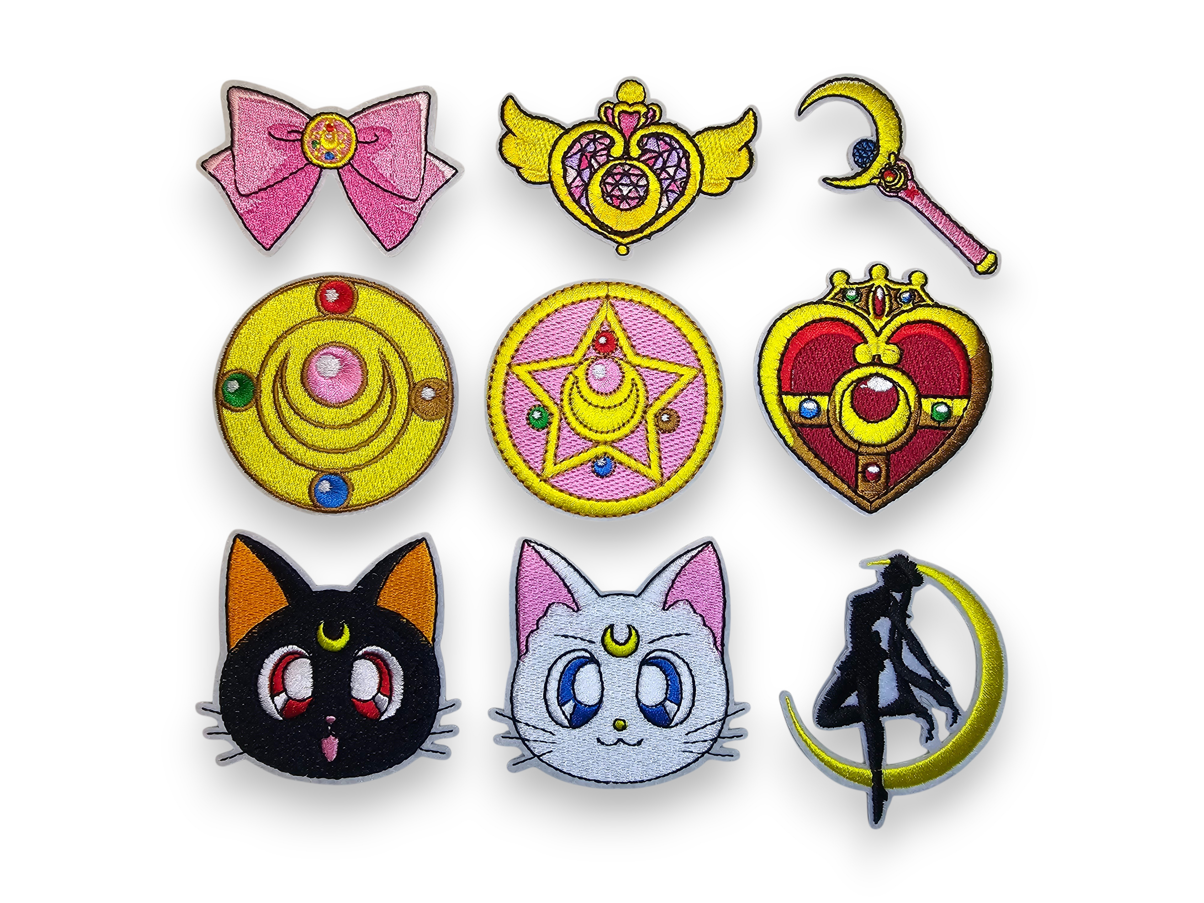 Embroided Patch, Iron on, Glue, Craft supply, Embroidery, Fabric, Cute, Kawai, Girl, Anime, Manga, bow, star, heart, cat