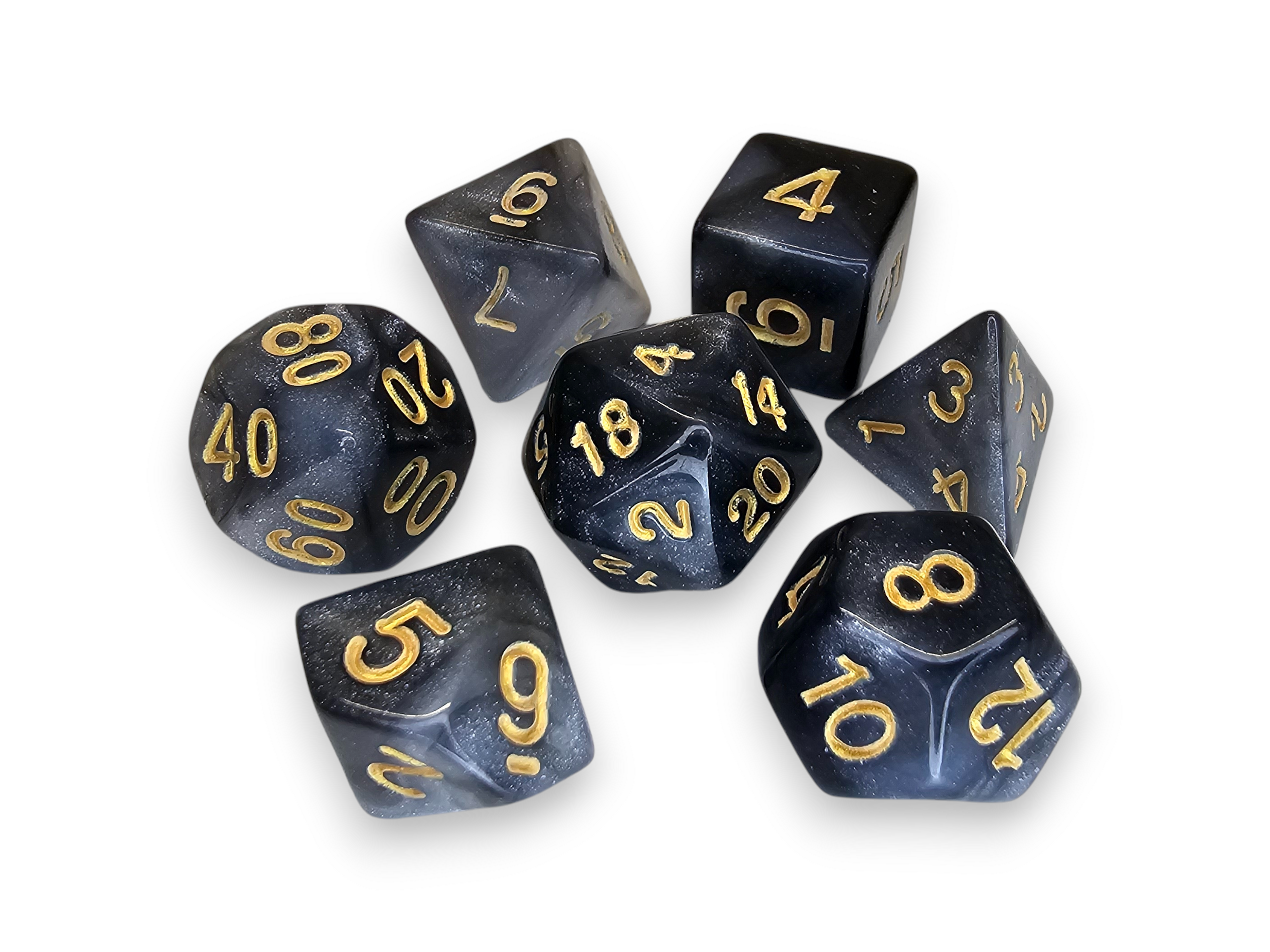 Acrylic Dice, Polyhedral, sets, Engraved, Perlized, sparkle, Dual color, Dnd, Dungeon, Dragon, board game, gaming