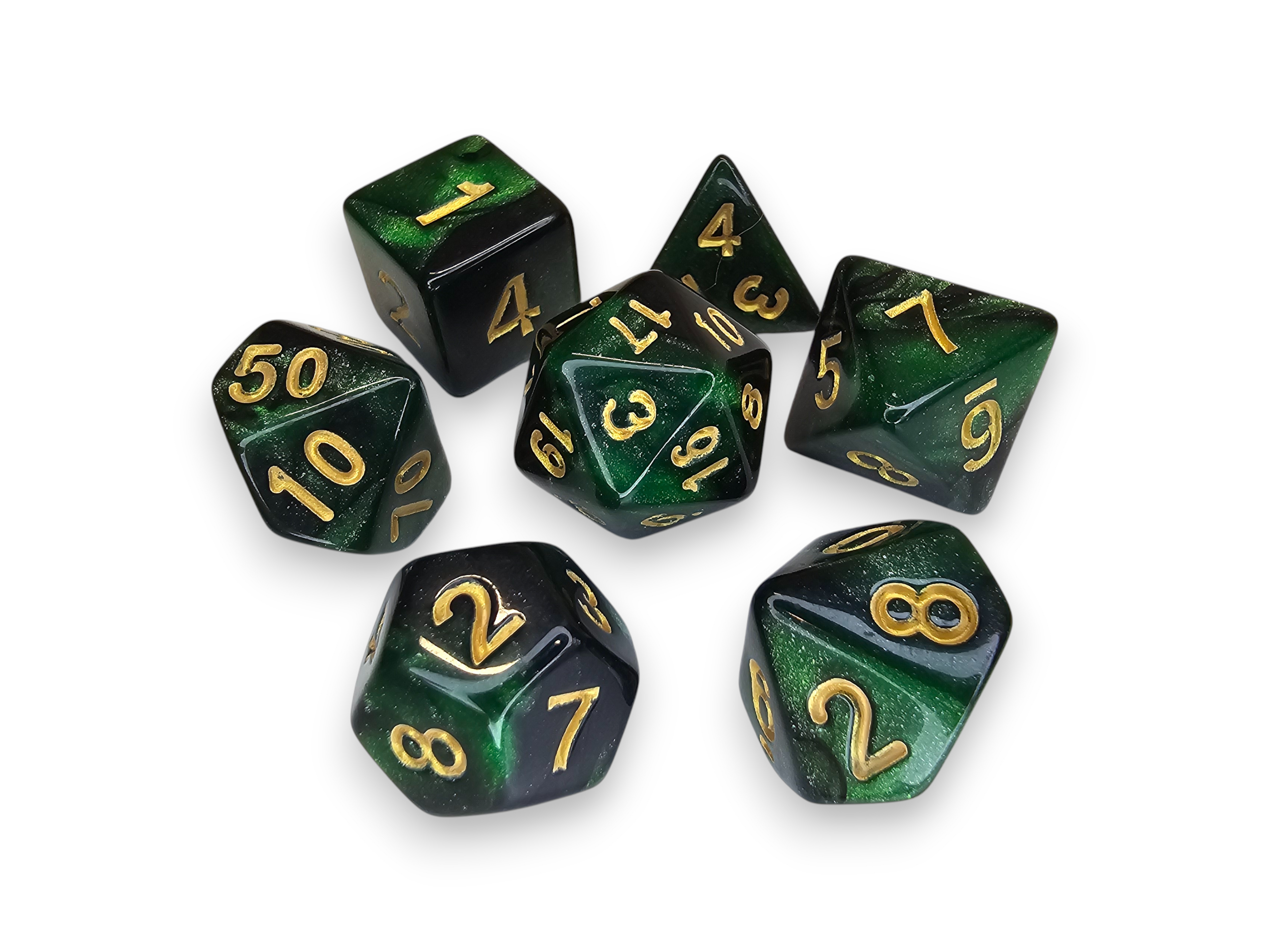 Acrylic Dice, Polyhedral, sets, Engraved, Perlized, sparkle, Dual color, Dnd, Dungeon, Dragon, board game, gaming