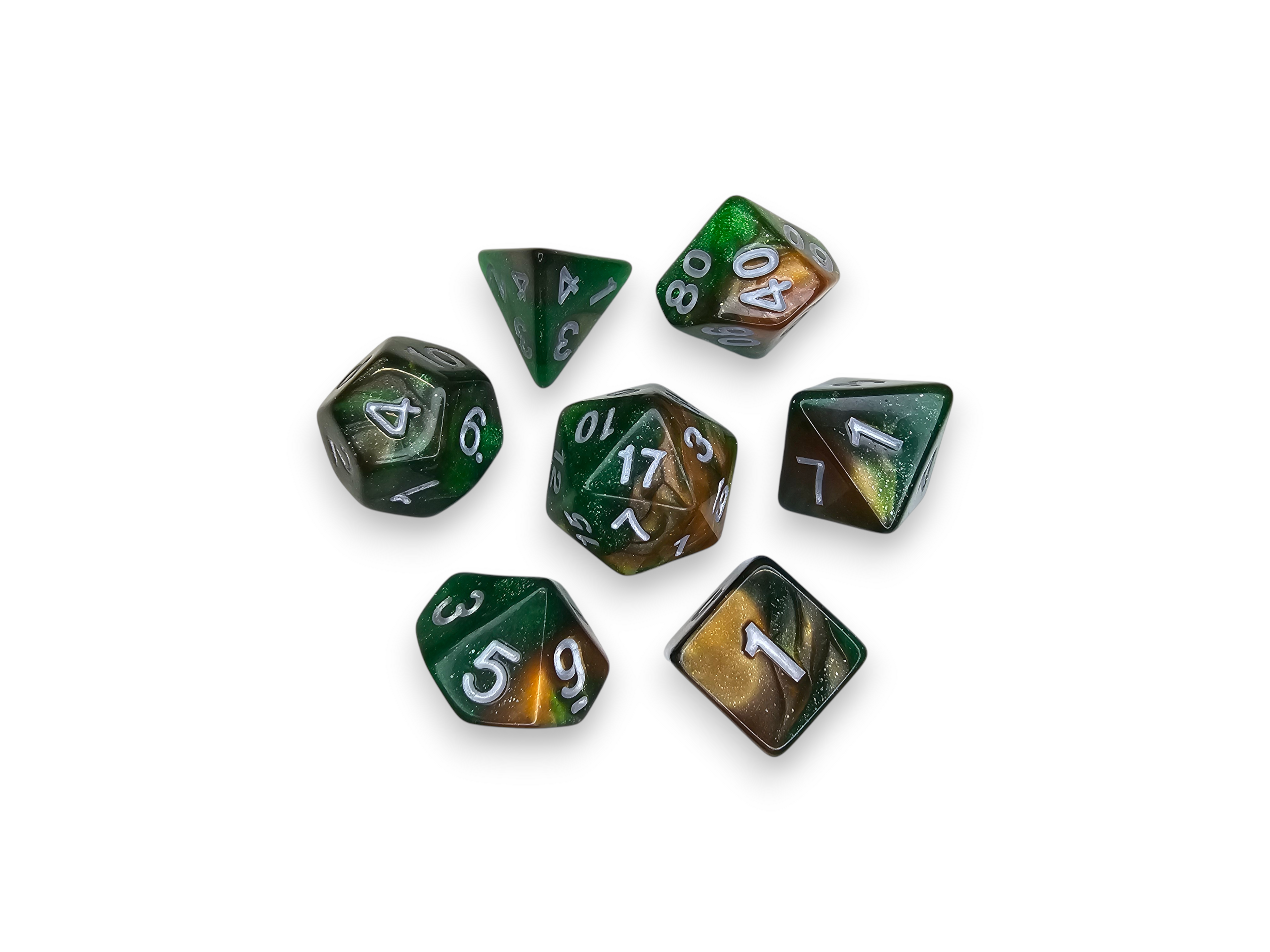 Dados acrílicos, poliédricos, juegos, grabados, perlados, brillantes, bicolor, DnD, mazmorras, dragones, juegos de mesa, juegos