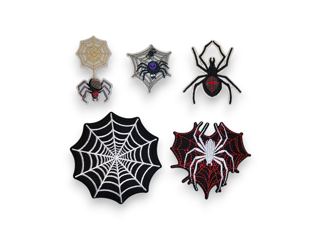 Embroided Patch, Iron on, Glue, Craft supply, Embroidery, Fabric, Gothic, Halloween, spooky, Spider, Spiderweb, heart