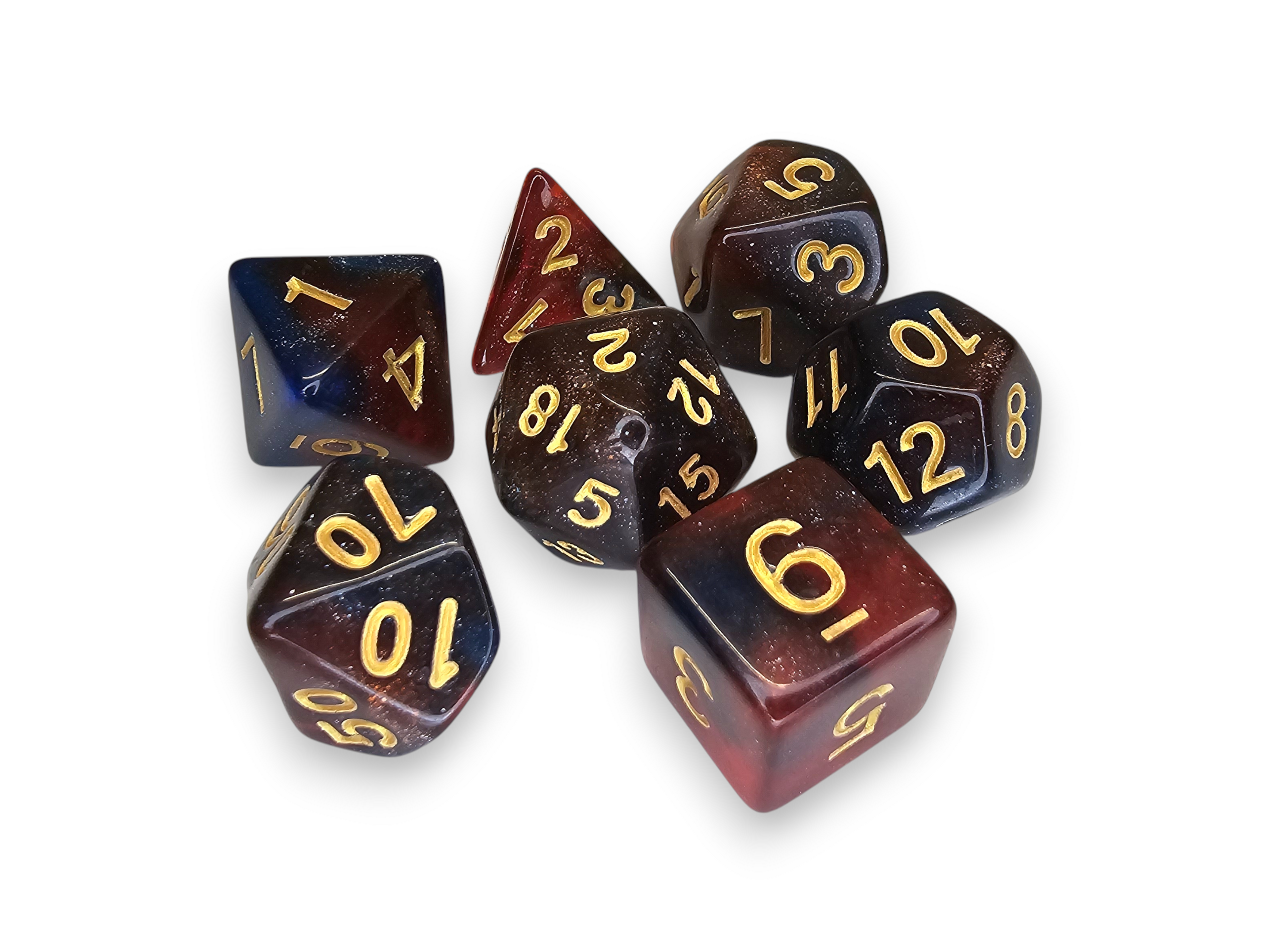 Acrylic Dice, Polyhedral, sets, Engraved, Perlized, sparkle, Dual color, Dnd, Dungeon, Dragon, board game, gaming