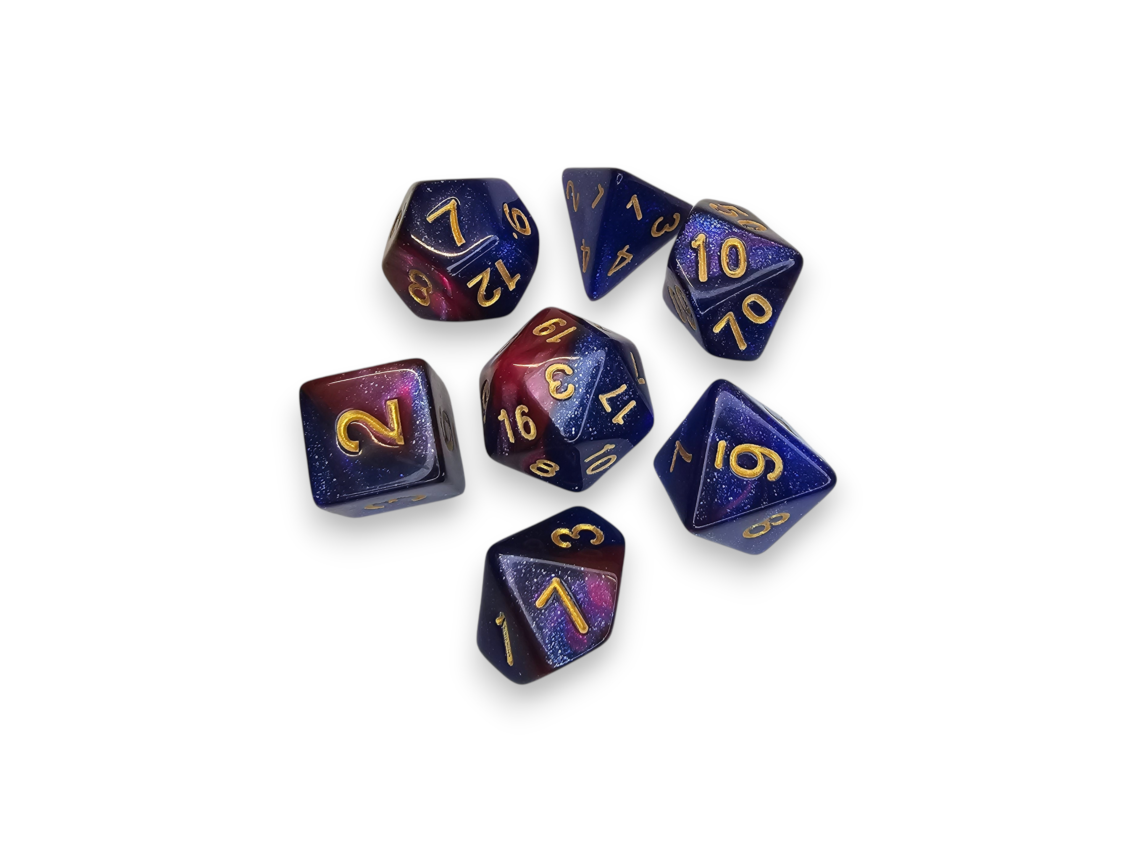 Dados acrílicos, poliédricos, juegos, grabados, perlados, brillantes, bicolor, DnD, mazmorras, dragones, juegos de mesa, juegos