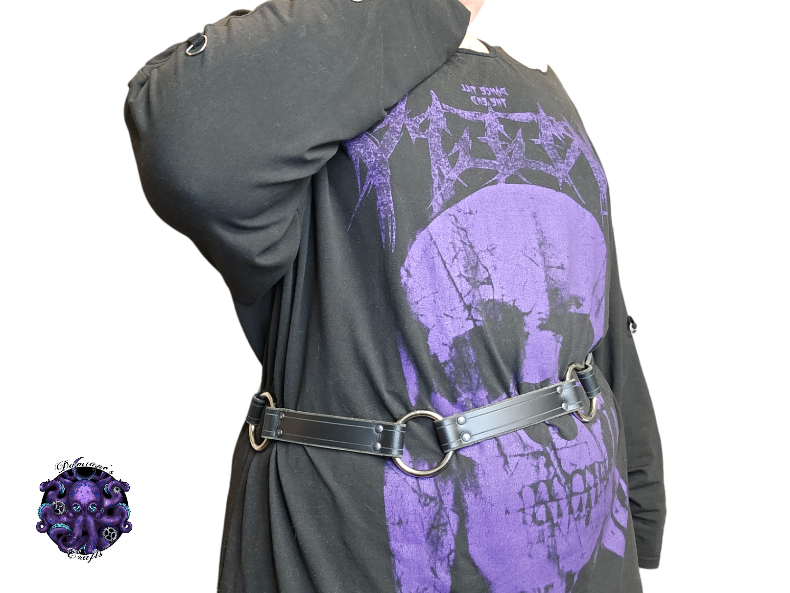 Cuero auténtico, cinturón, anillos, resistente, grueso, pirata, disfraz, cosplay, LARP, Halloween, negro, punk, gótico, metal, accesorio de moda