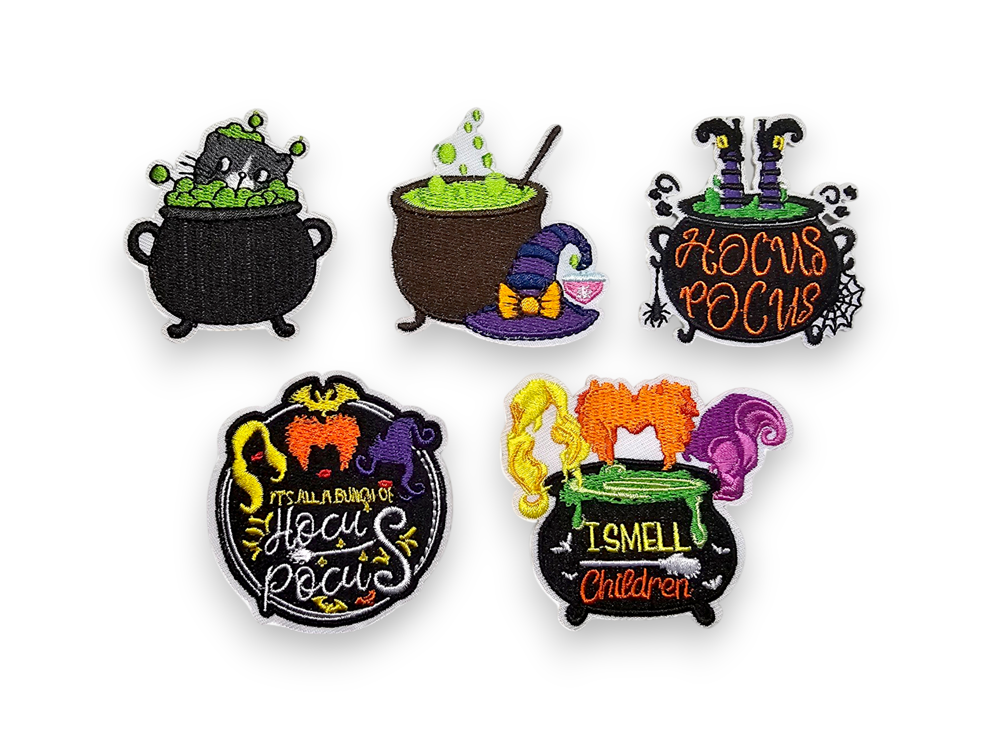Embroided Patch, Iron on, Glue, Craft supply, Embroidery, Fabric, Gothic, Halloween, spooky, Witch, Cauldron, Cat, hat