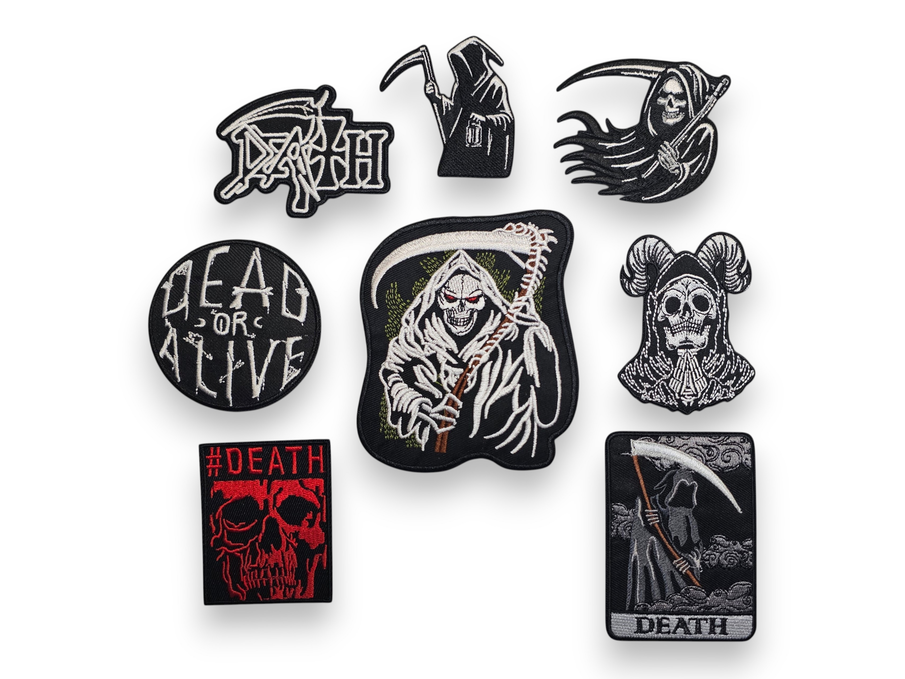 Embroided Patch, Iron on, Glue, Craft supply, Embroidery, Fabric, Gothic, Halloween, spooky, skeleton, Death, Reaper