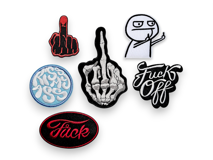 Embroided Patch, Iron on, Glue, Craft supply, Embroidery, Fabric, finger, middle, fuck