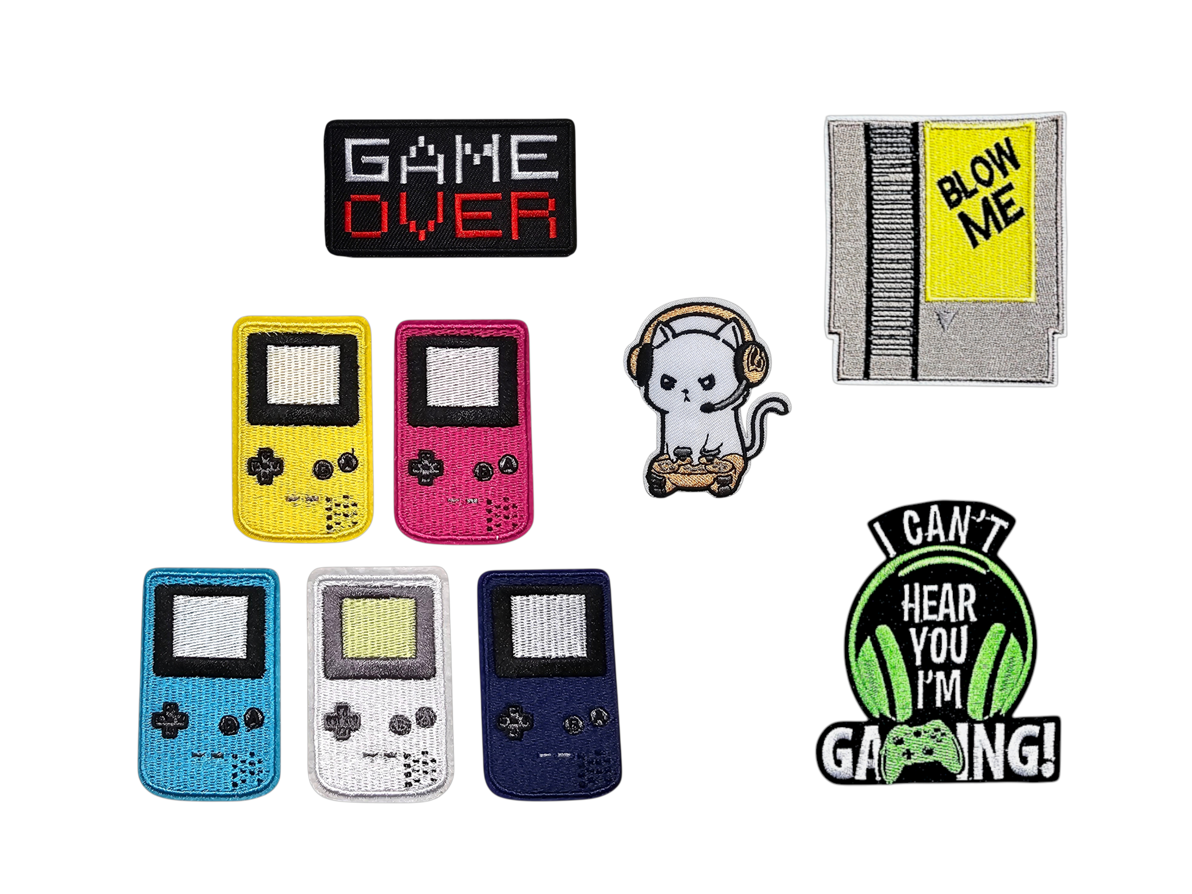 Embroided Patch, Iron on, Glue, Craft supply, Embroidery, Fabric, Gamer, cat, gaming, game over