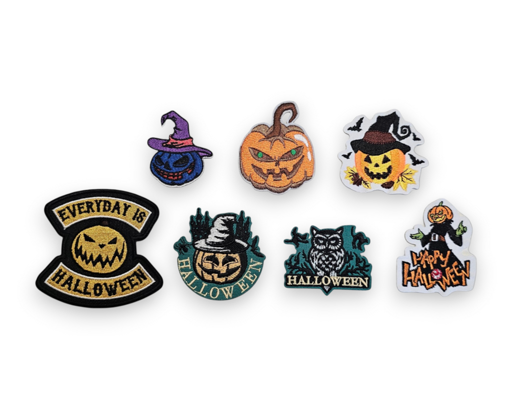 Embroided Patch, Iron on, Glue, Craft supply, Embroidery, Fabric, Gothic, Halloween, Pumpkin