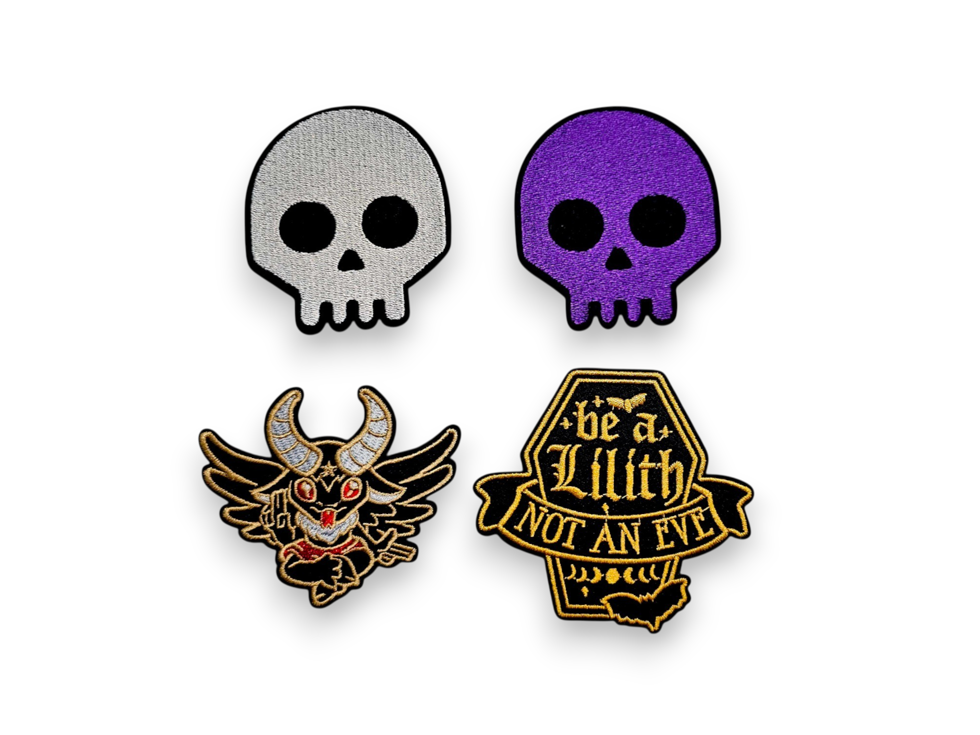 Embroided Patch, Iron on, Glue, Craft supply, Embroidery, Fabric, Gothic, Halloween, spooky, Skull, Lilith, Devil, Demon