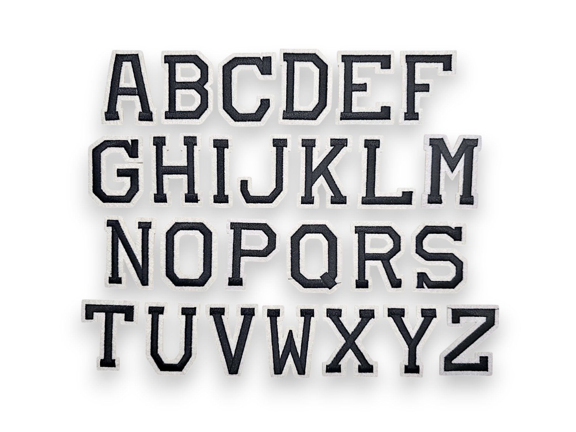 Embroided Patch, Iron on, Glue, Craft supply, Embroidery, Fabric, Letters, Alphabet, Black, White
