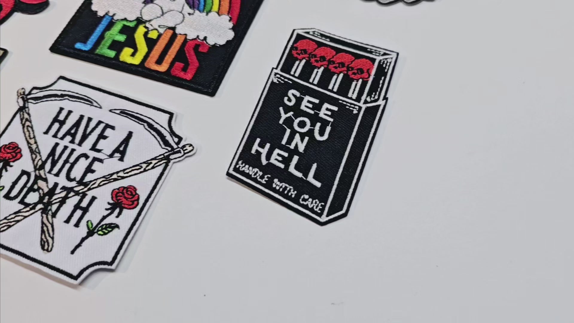 Embroided Patch, Iron on, Glue, Craft supply, Embroidery, Fabric, Gothic, Halloween, spooky, skeleton, cards, hell, 666, pentacle, baphomet, plague doctor, death, devil, satan