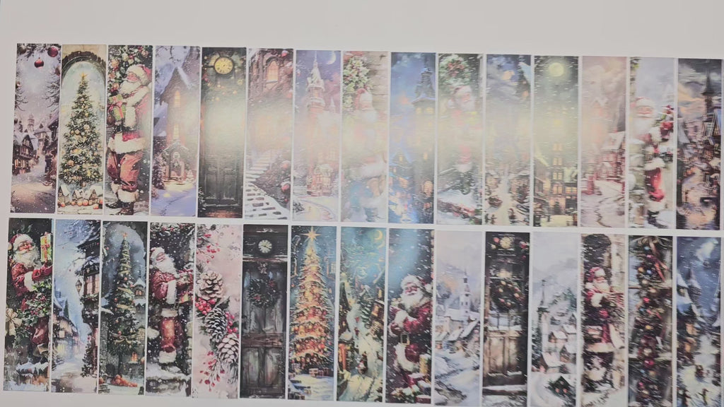 Pack of 5, Bookmark, cardboard, papercraft, scrapbooking, Christmas, Retro, Holiday, Tree, Santa, Snow, Door, Wreath, landscape, RANDOM