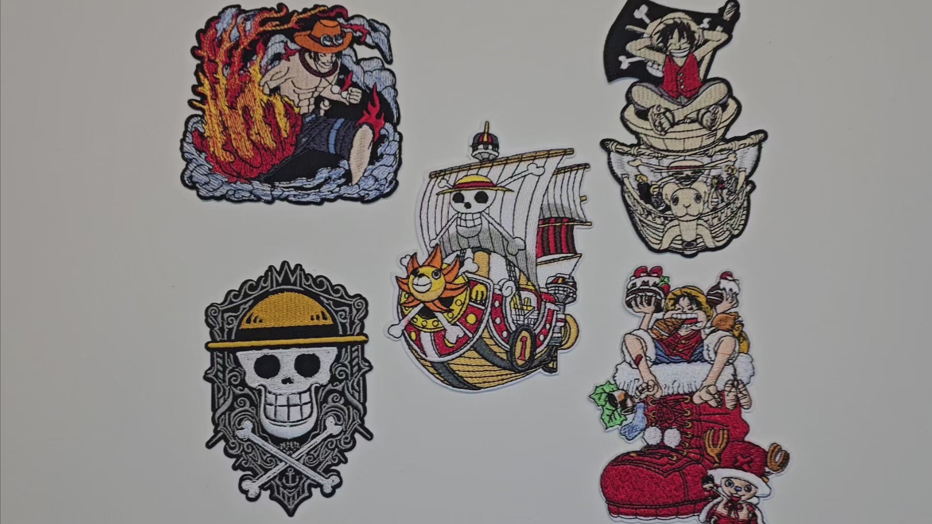 Embroided Patch, Iron on, Glue, Craft supply, Embroidery, Fabric, tv show, Anime, classic, Pirate, straw hat, smile, skull and bones, boat, christmas