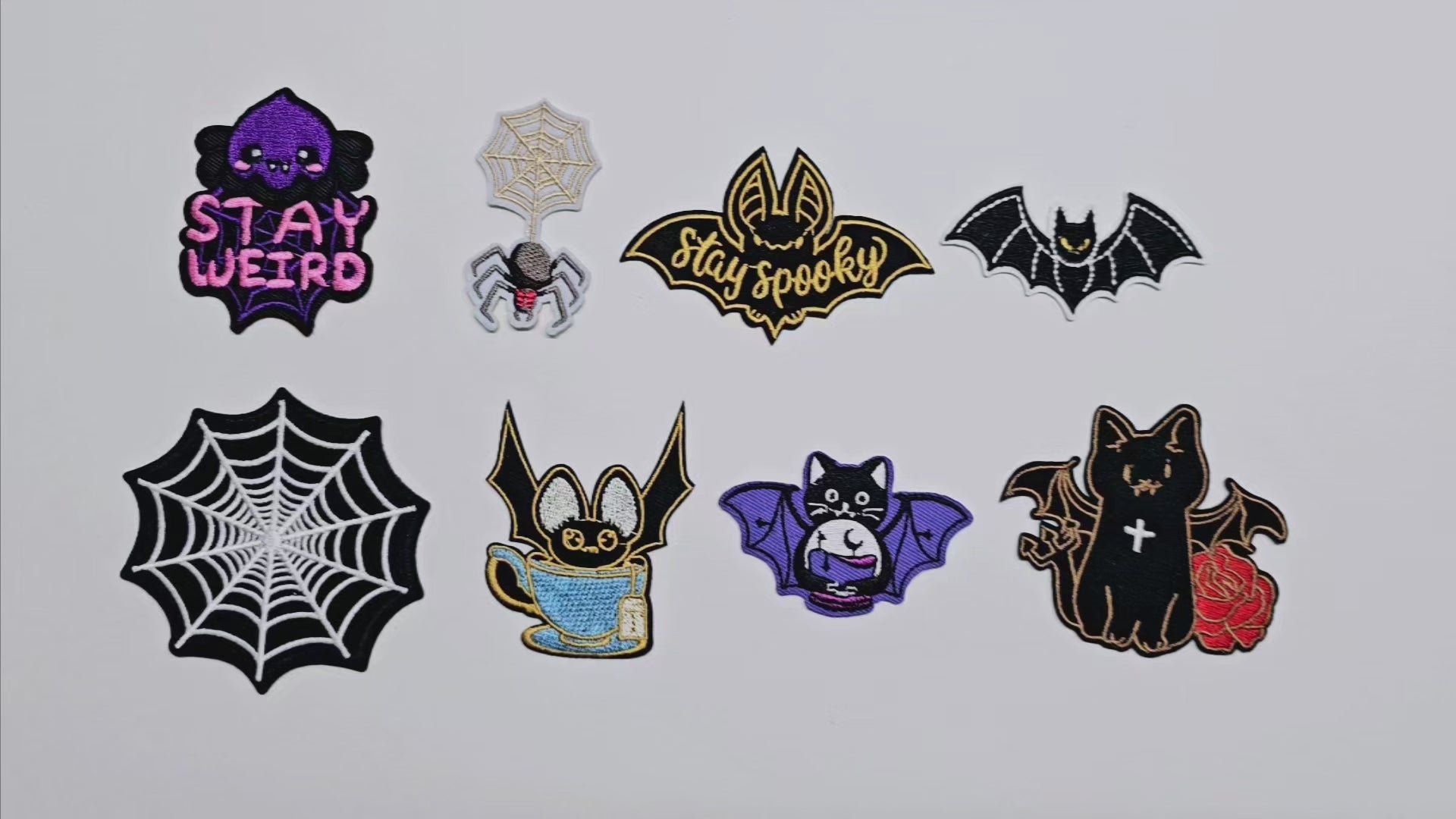 Embroided Patch, Iron on, Glue, Craft supply, Embroidery, Fabric, Gothic, Halloween, Bat, bats, vampire, tea, spooky, rose