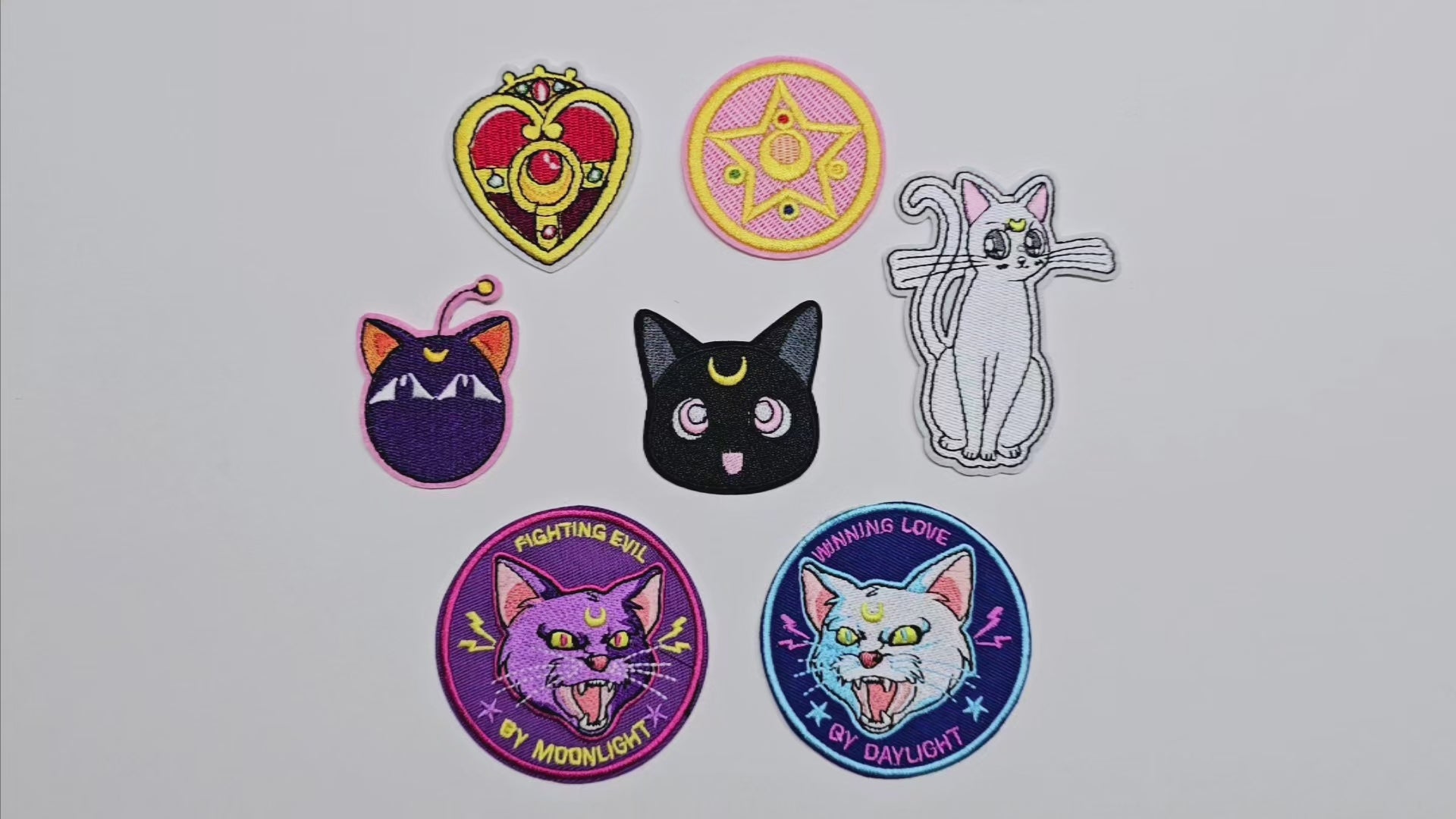 Embroided Patch, Iron on, Glue, Craft supply, Embroidery, Fabric, Cute, Kawai, Girl, Anime, Manga, bow, star, heart, cat