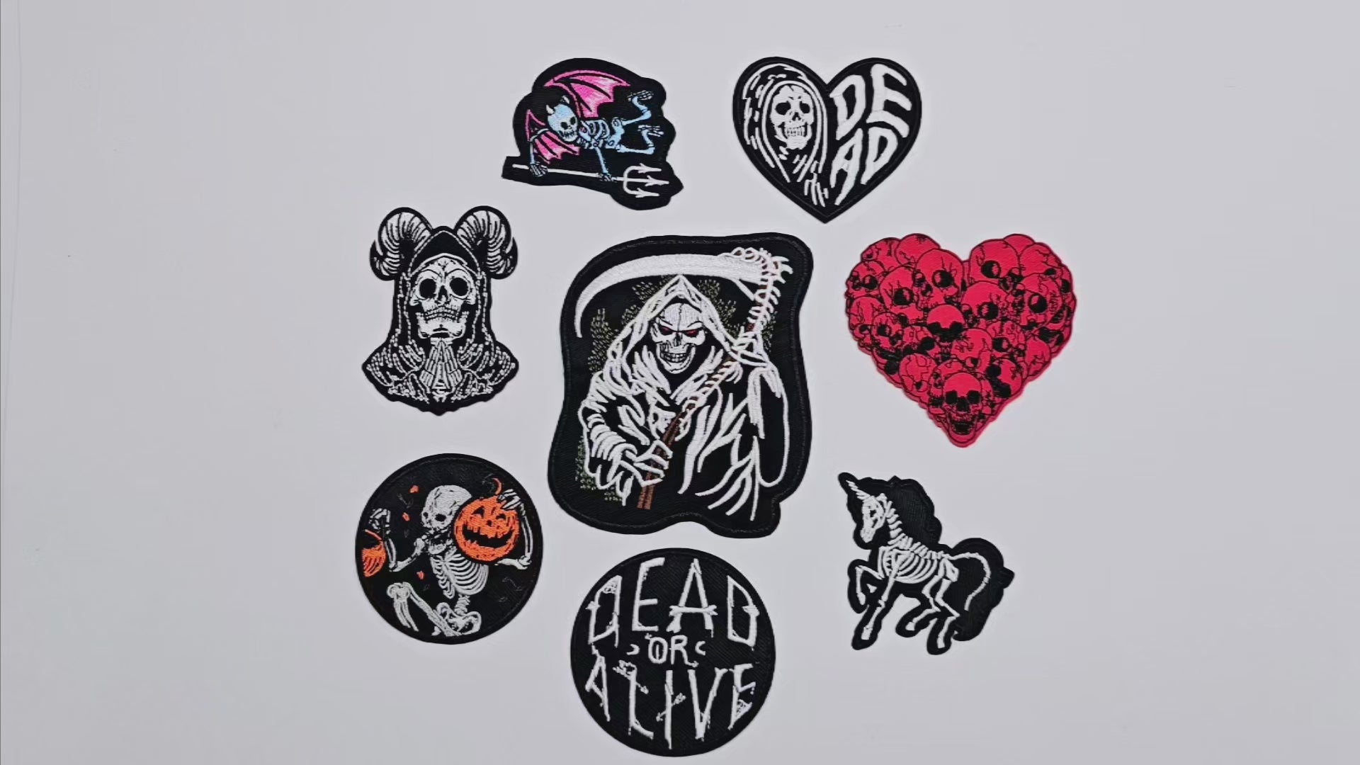 Embroided Patch, Iron on, Glue, Craft supply, Embroidery, Fabric, Gothic, Halloween, spooky, skeleton, Death, Reaper
