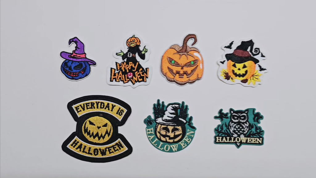 Embroided Patch, Iron on, Glue, Craft supply, Embroidery, Fabric, Gothic, Halloween, Pumpkin