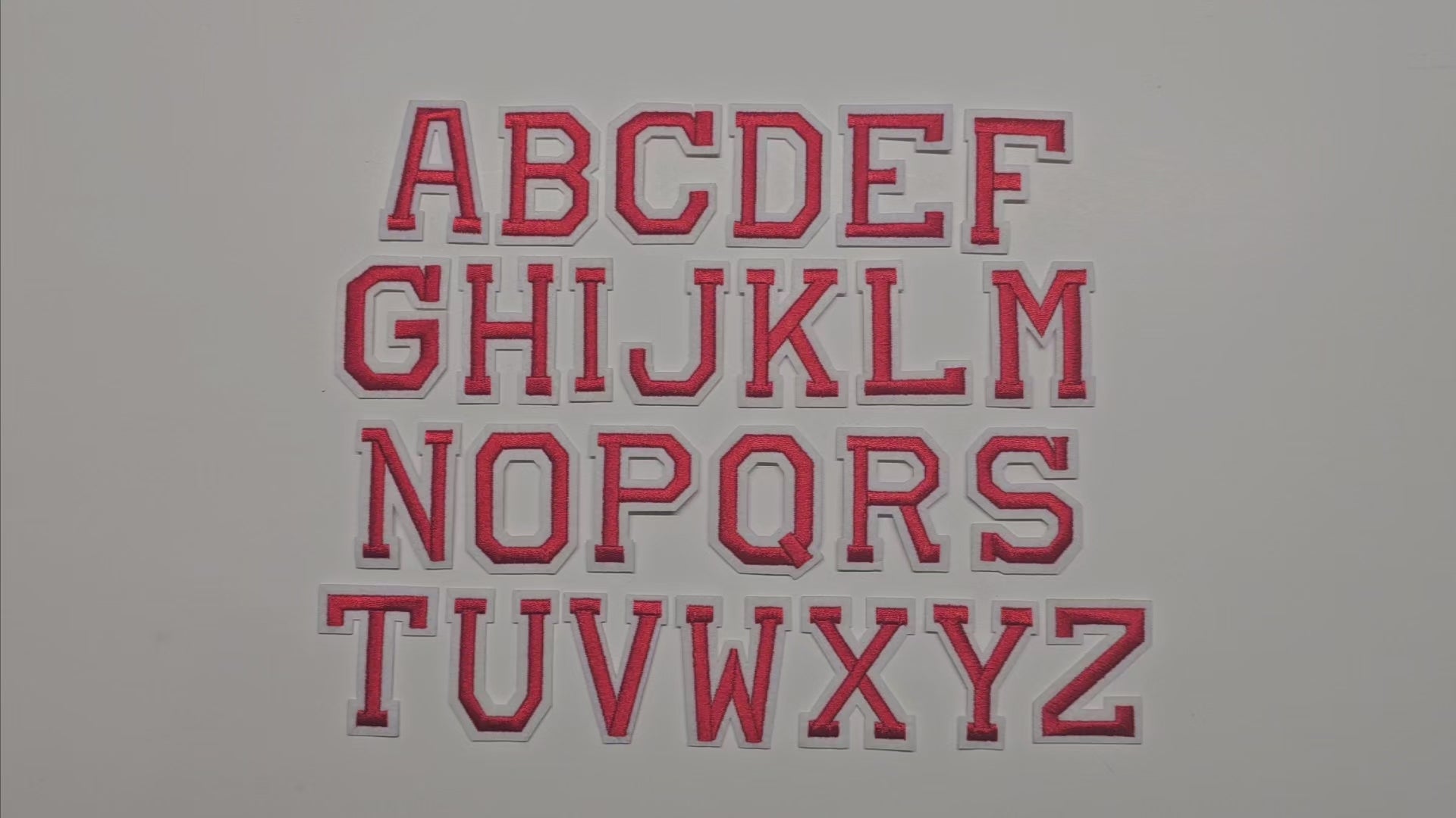 Embroided Patch, Iron on, Glue, Craft supply, Embroidery, Fabric, Letters, Alphabet, Red, White