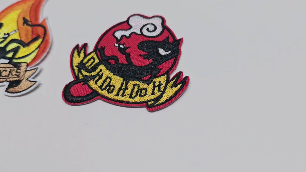 Parche bordado, termoadhesivo, pegamento, material para manualidades, bordado, diablo, demonio, fuego