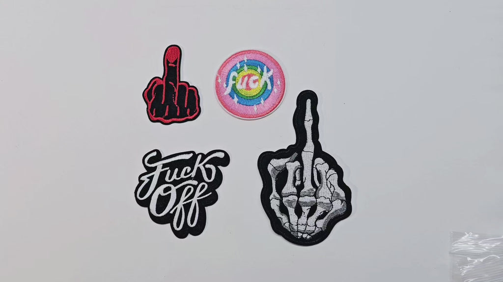 Embroided Patch, Iron on, Glue, Craft supply, Embroidery, Fabric, finger, middle, fuck