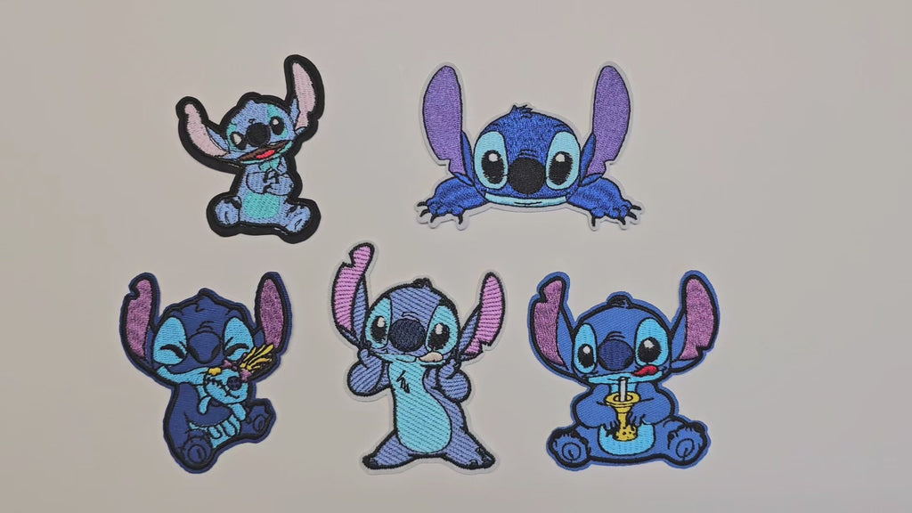 Parche bordado, termoadhesivo, pegamento, material para manualidades, bordado, tela, película, dibujos animados, animación, monstruo, azul, criatura, lindo, hawaiano