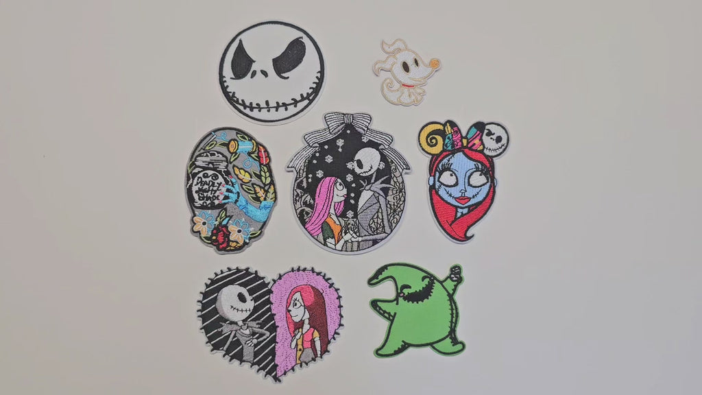 Parche bordado, termoadhesivo, pegamento, material para manualidades, bordado, tela, película, Halloween, Navidad, esqueleto, muñeca, fantasma