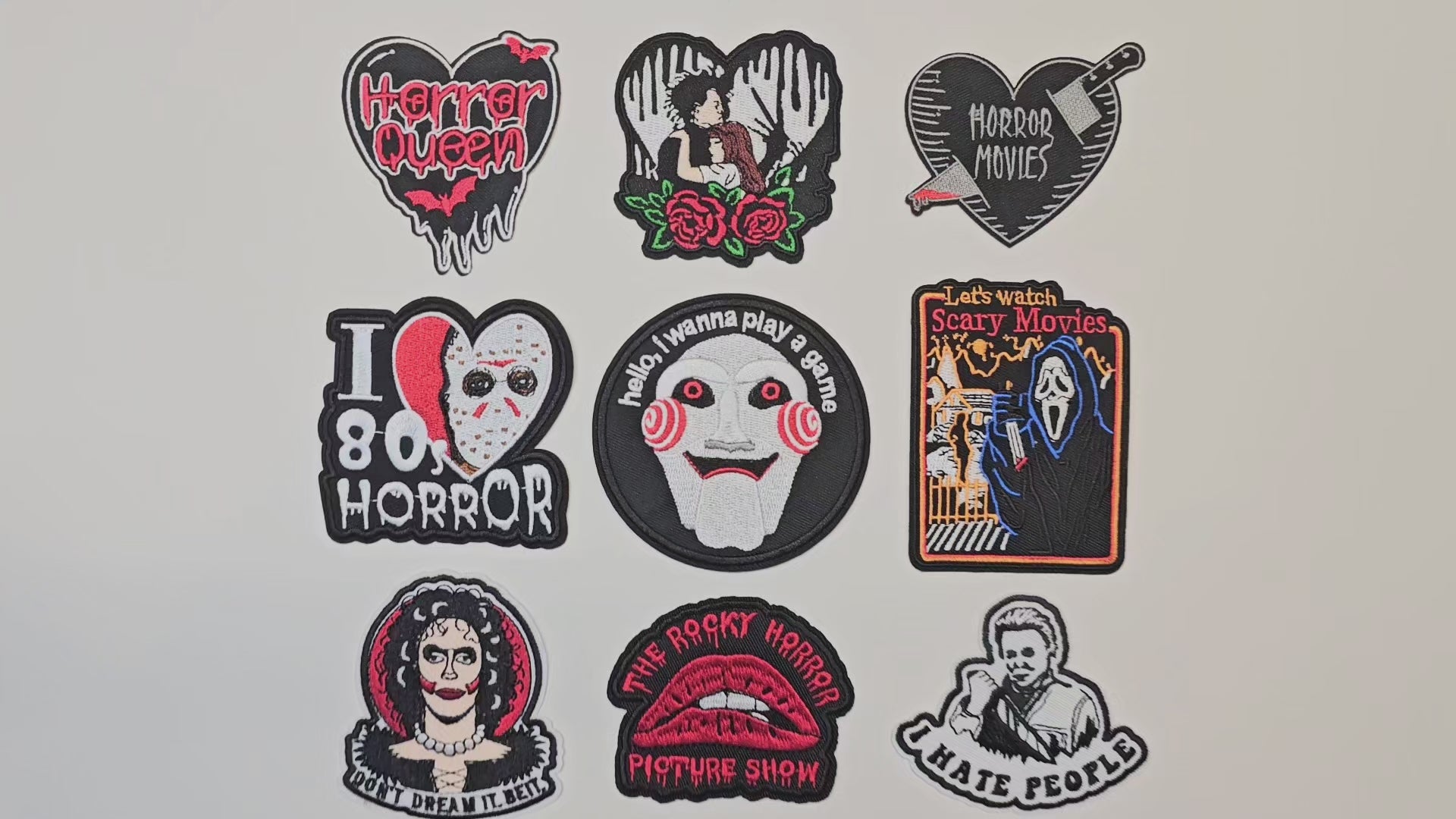 Embroided Patch, Iron on, Glue, Craft supply, Embroidery, Fabric, Movie, Old movies, classic, horror, 80s, knife, dream it, rocky