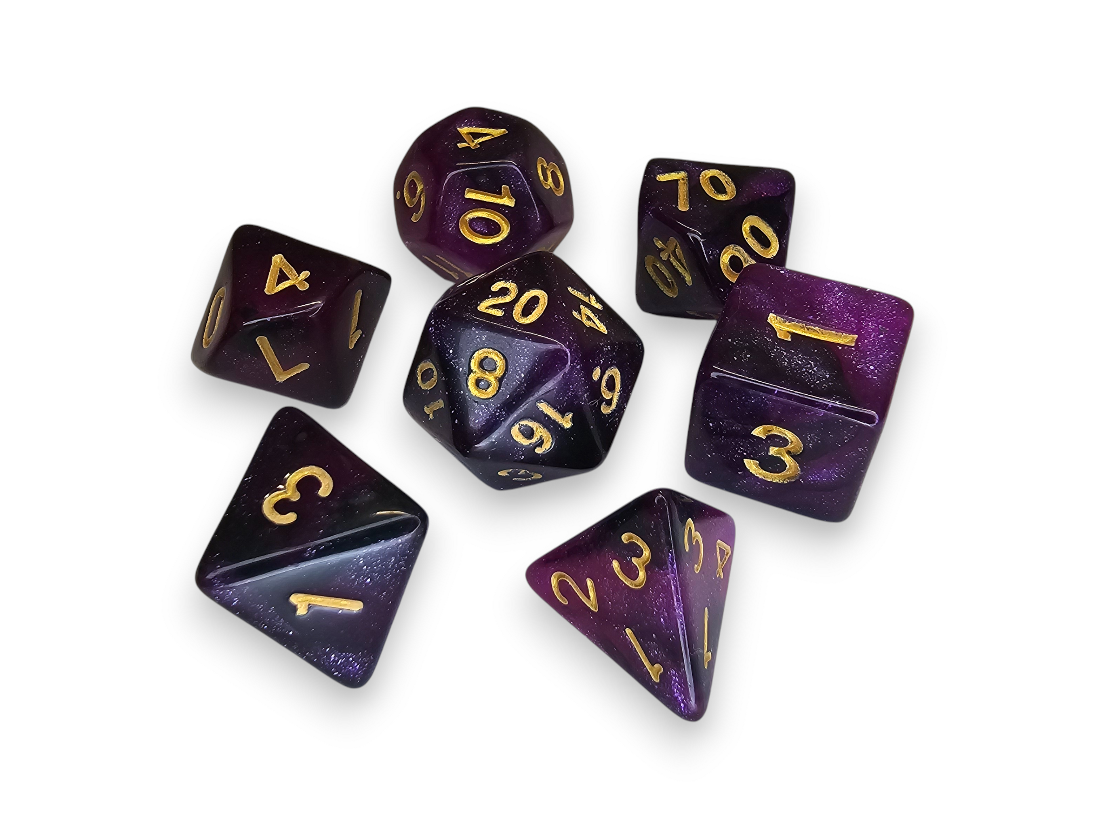 Acrylic Dice, Polyhedral, sets, Engraved, Perlized, sparkle, Dual color, Dnd, Dungeon, Dragon, board game, gaming