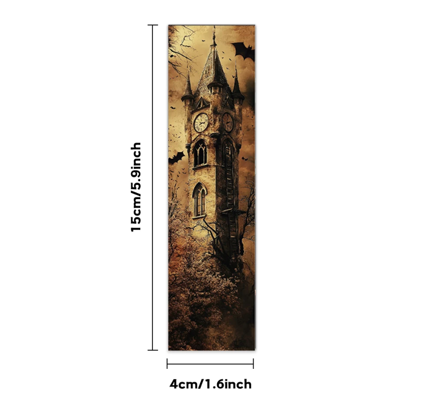 Lot de 5 marque-pages en carton, pour loisirs créatifs et scrapbooking. Thèmes : sombre, Halloween, rétro, chauve-souris, citrouille, chat, araignée, manoir, gothique, aléatoire.